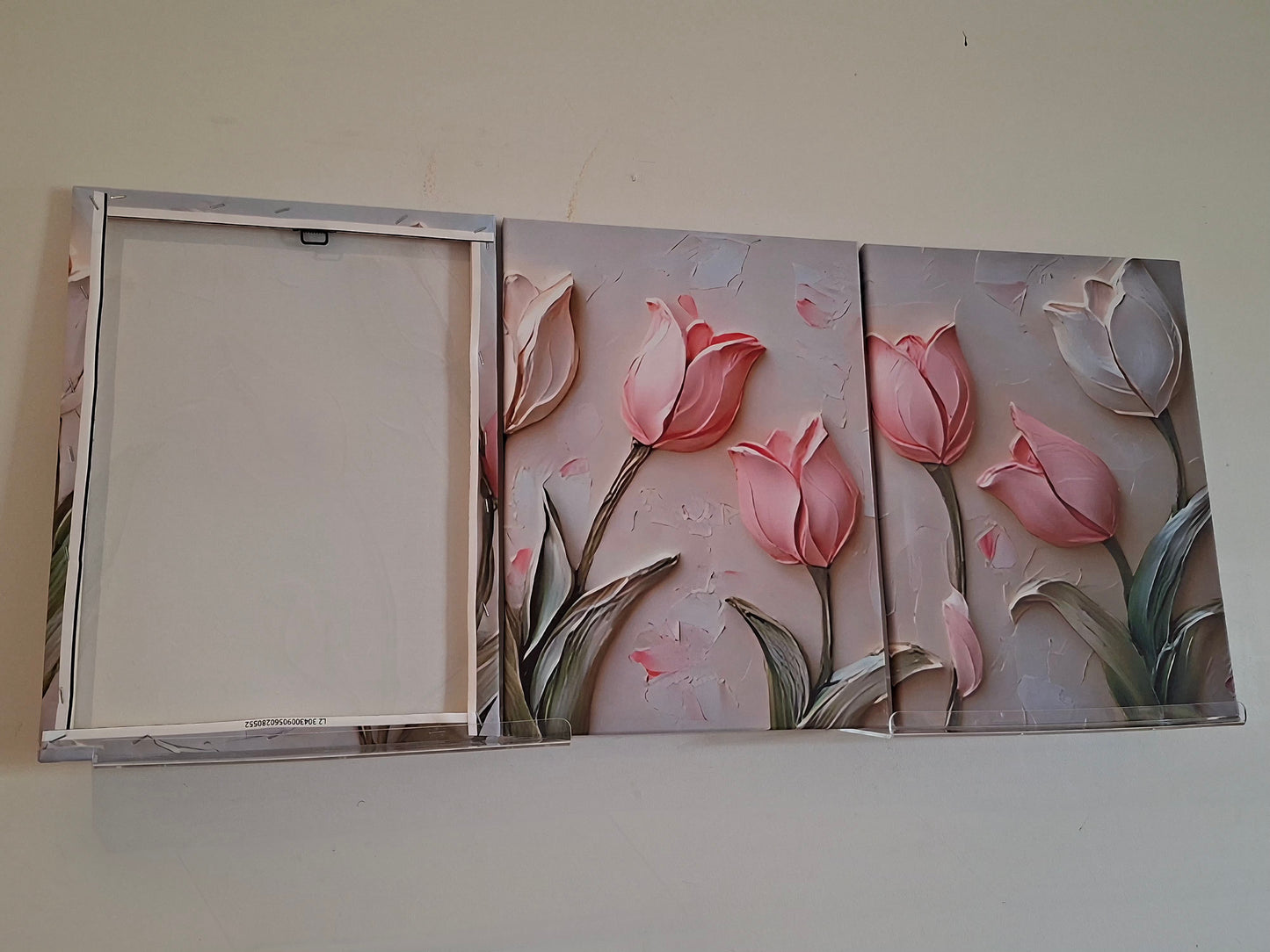 Modern Pink & White Tulip Canvas Wall Art Set