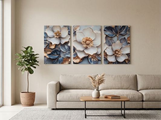 Luxury Floral Canvas Wall Art Set