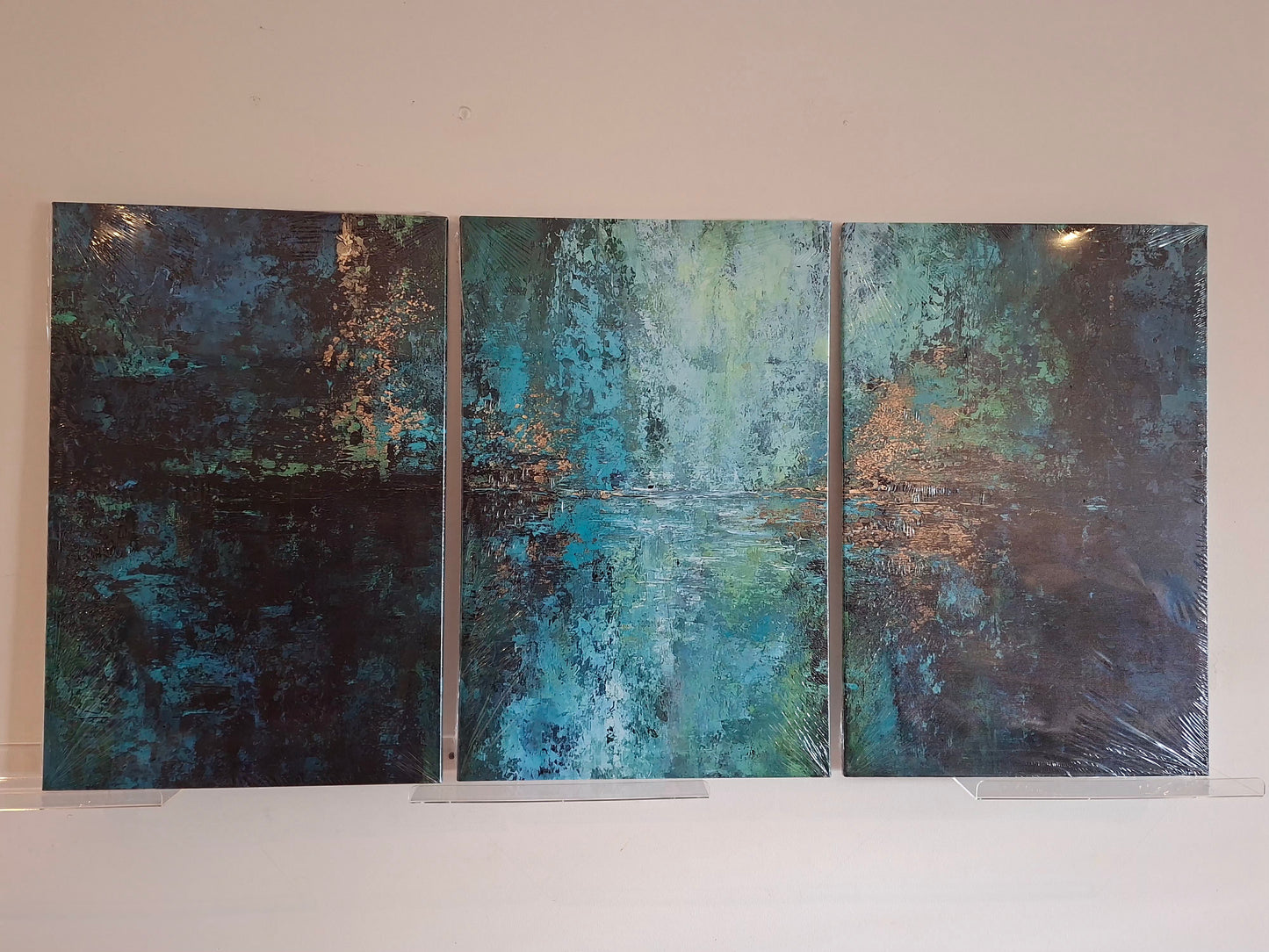 Teal Abstract Canvas Wall Art Set – Moody Textured Modern Décor