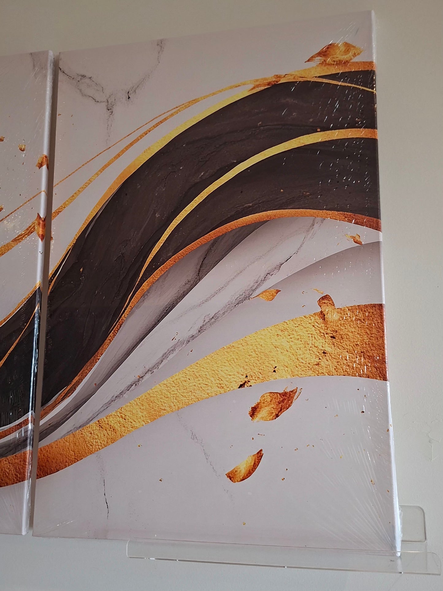 Gold Marble Wave Abstract Canvas Wall Art Set
