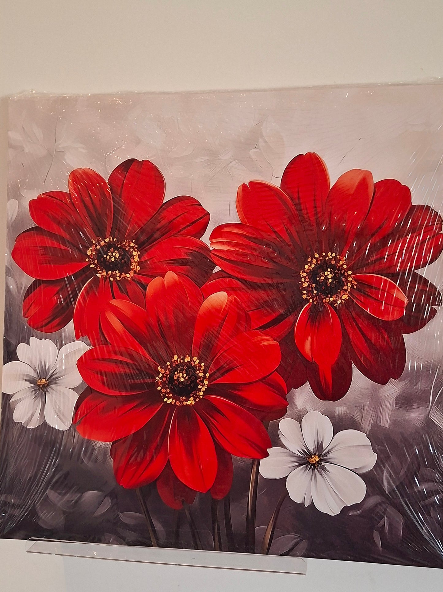 Vibrant Red Bloom Canvas Wall Art Set