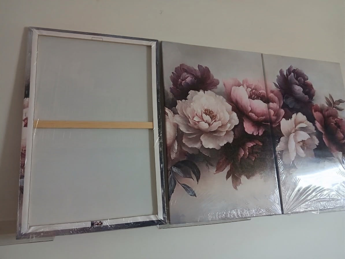 Purple Peony Floral Canvas Prints Wall Art Set