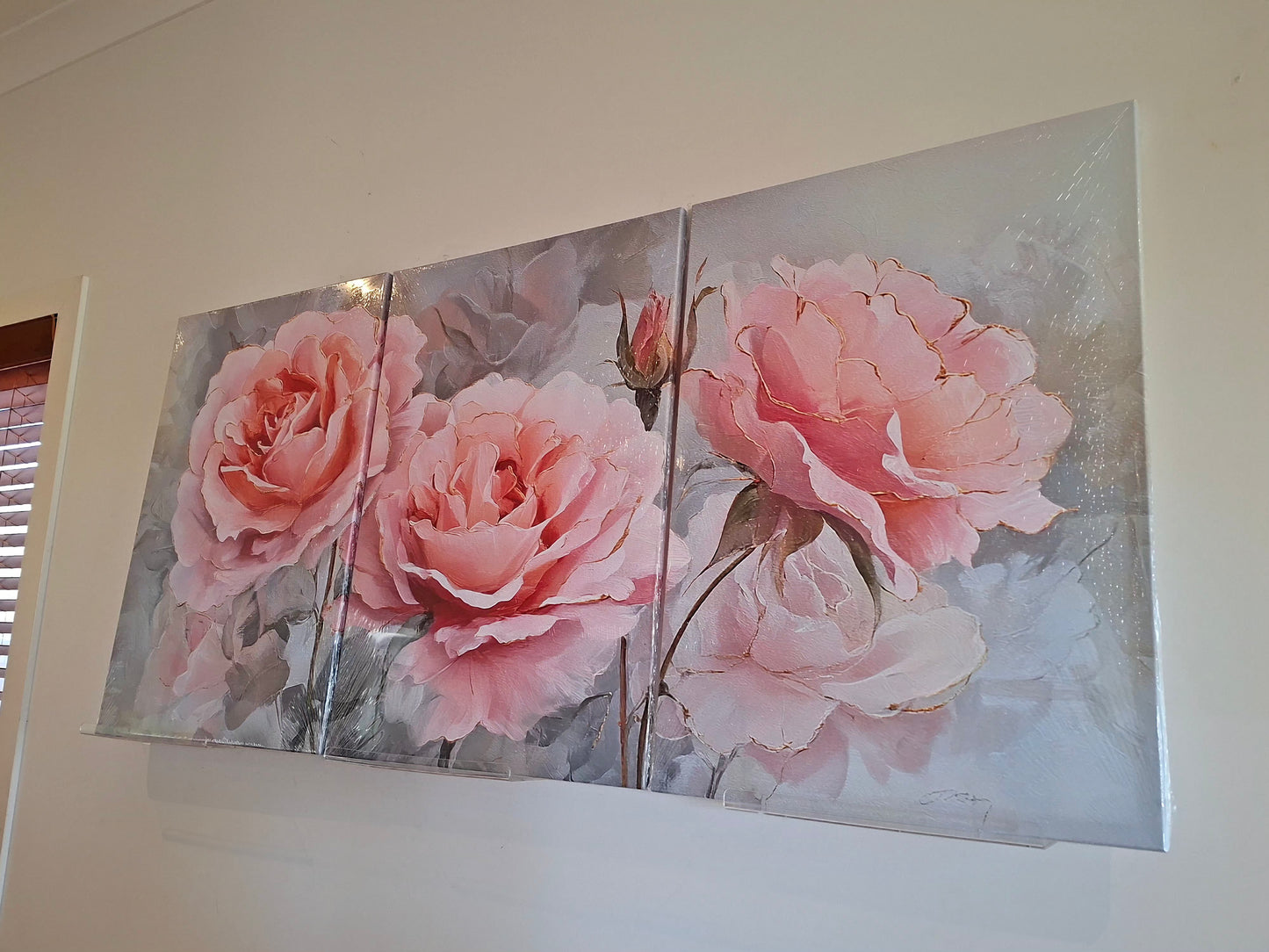 Pink Roses Canvas Wall Art Set