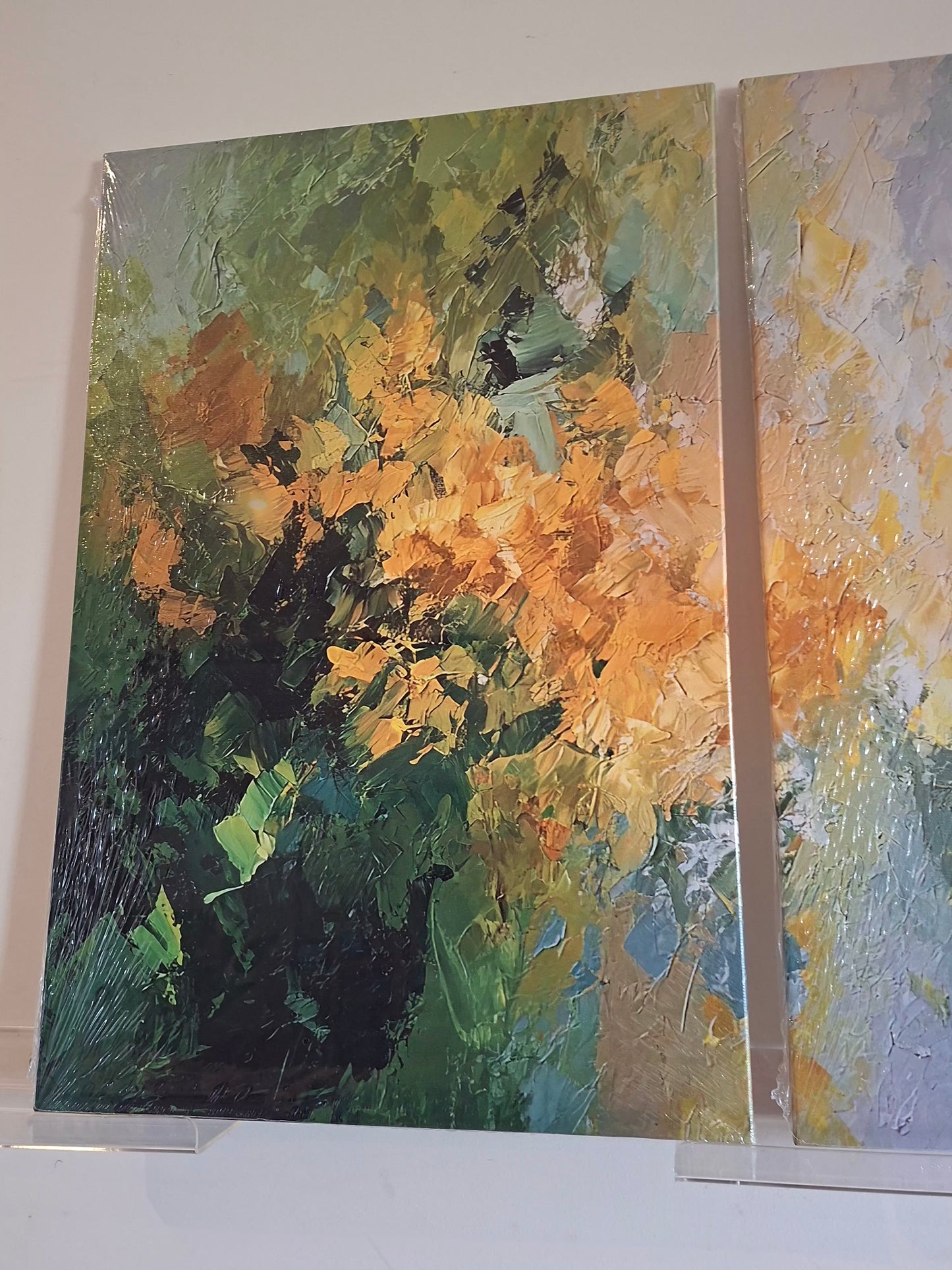 Yellow and Green Abstract Wall Art – Modern Impressionist Décor