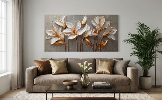 Elegant Floral Blossom Canvas Wall Art - 1pc