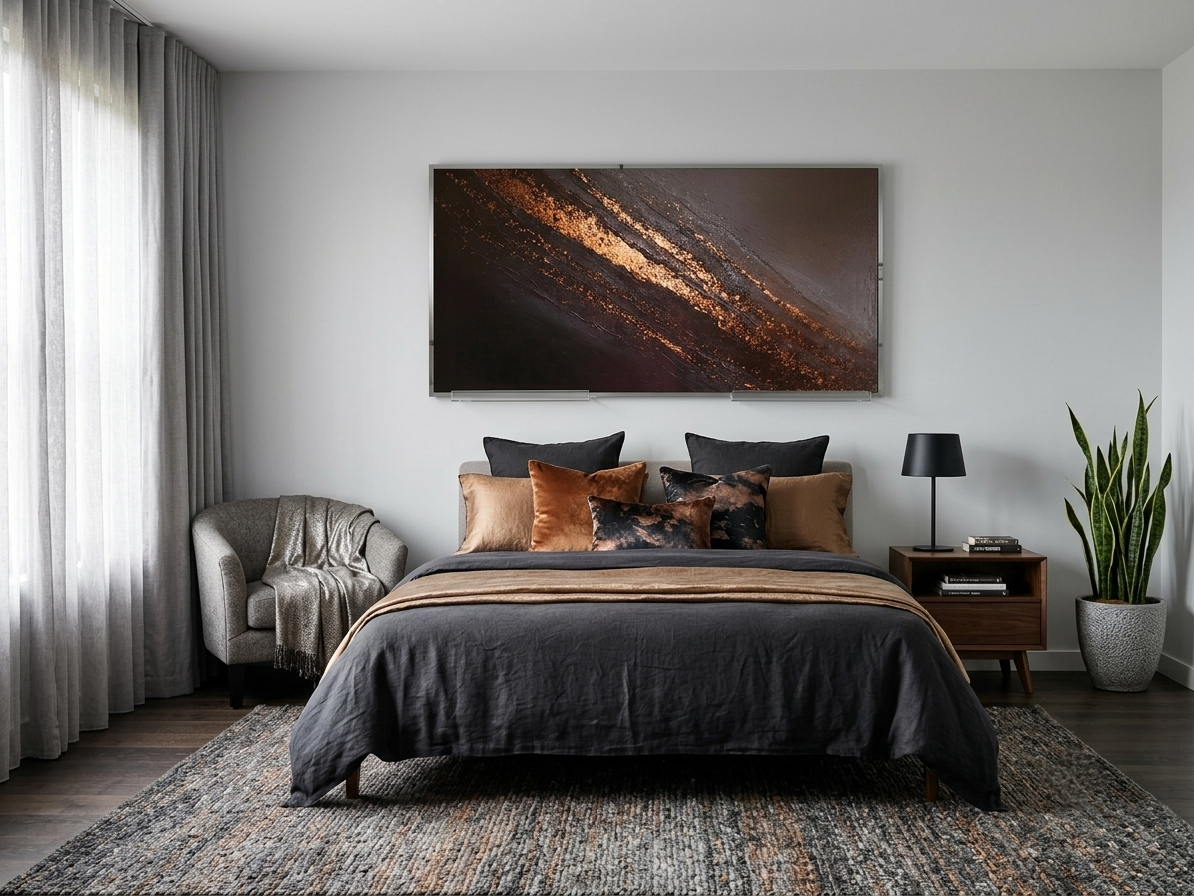 Dark Luxury Canvas Wall Art – Gold Streak Abstract Elegance