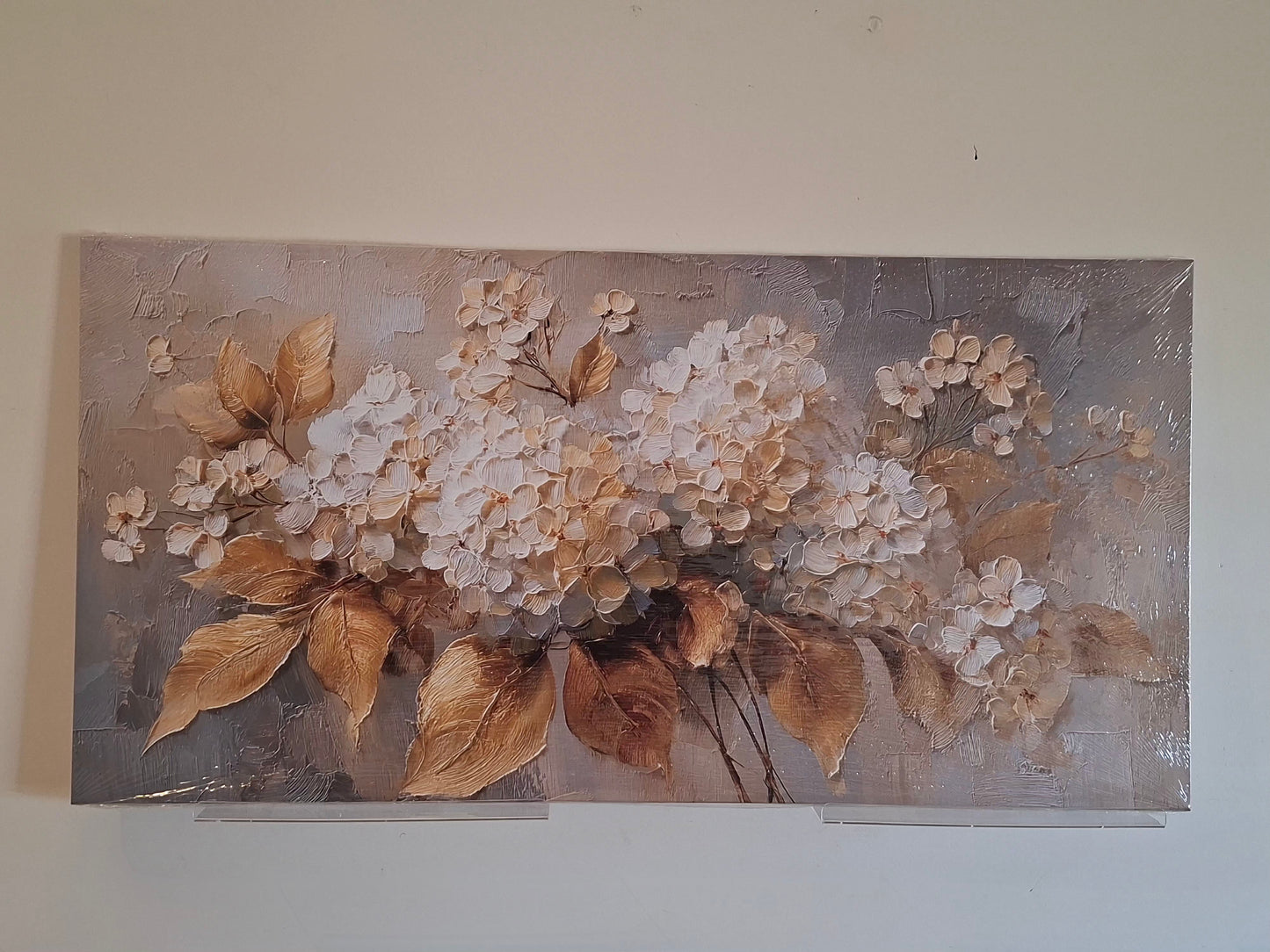 Golden Floral Canvas Wall Art - 1pc