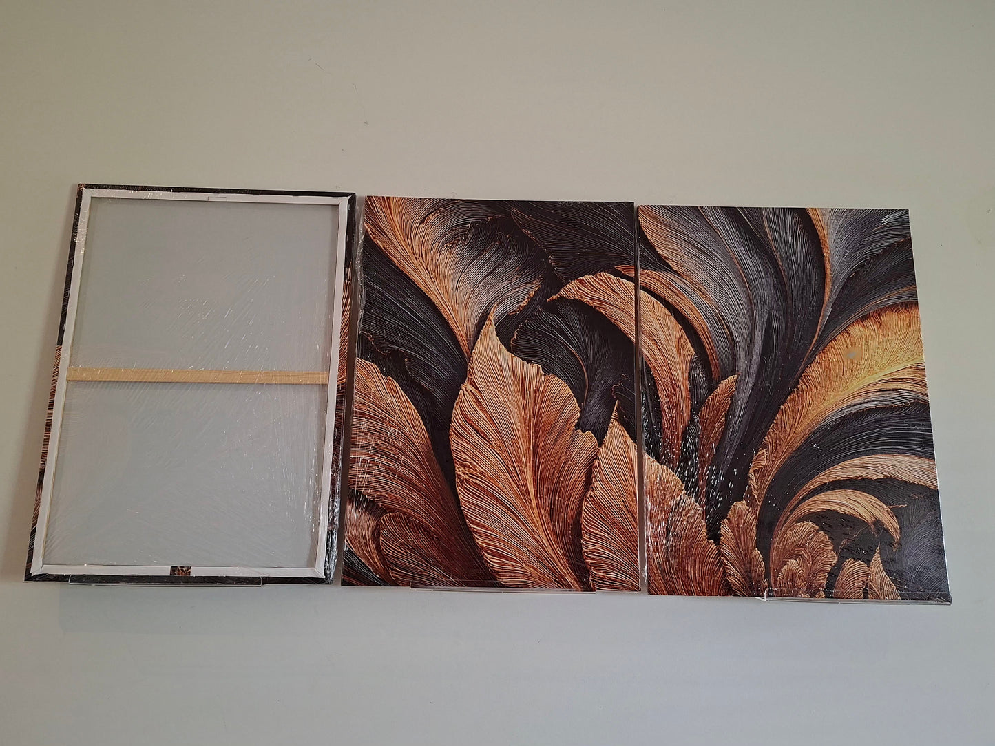 Gilded Feather Canvas Print – Dark Gold Metallic Modern Vintage Wall Art
