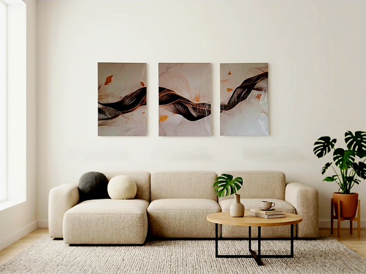 Elegant Wave Marble Canvas Wall Art Set