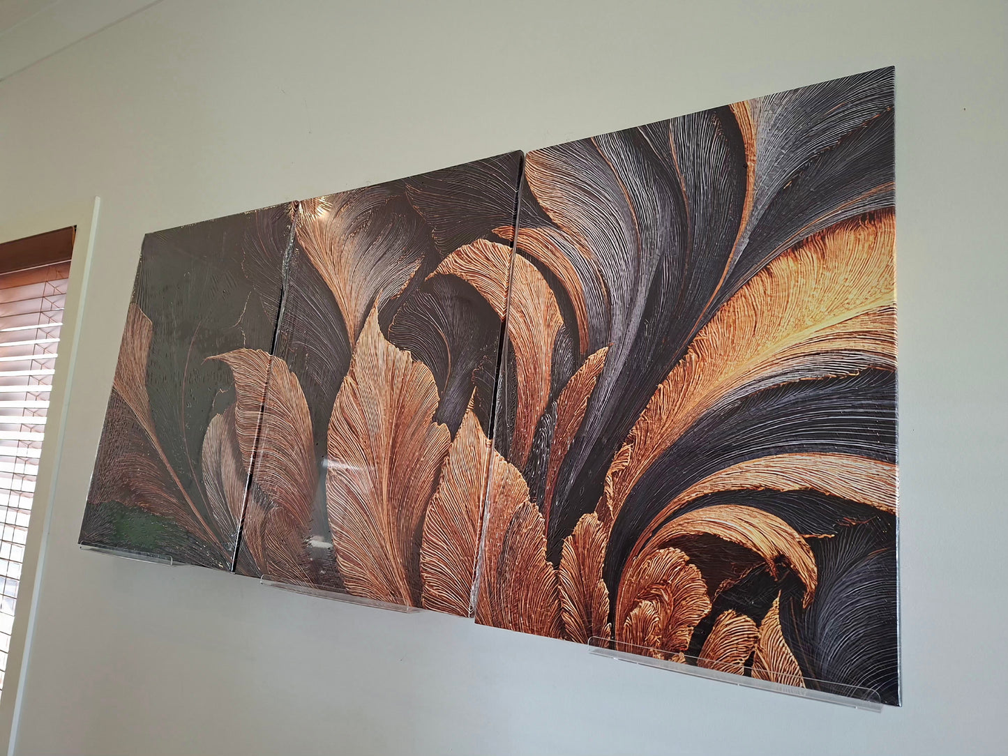 Gilded Feather Canvas Print – Dark Gold Metallic Modern Vintage Wall Art