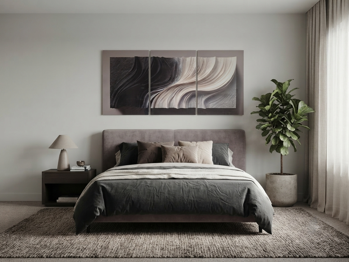 Monochrome Wave Texture Look Wall Art Set