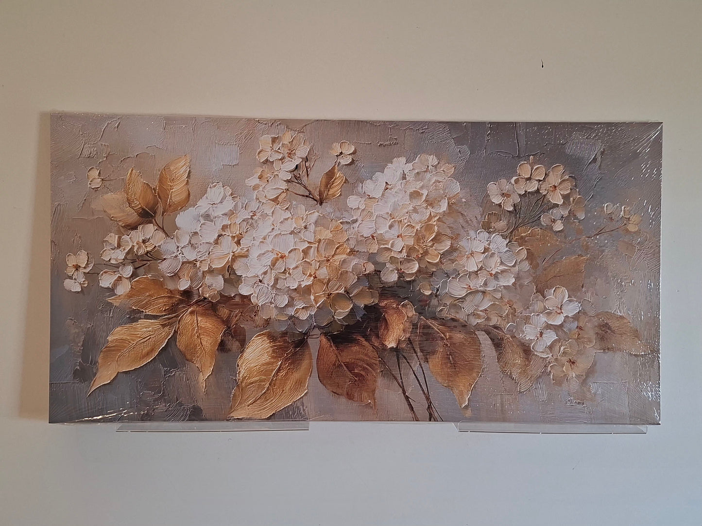 Golden Floral Canvas Wall Art - 1pc