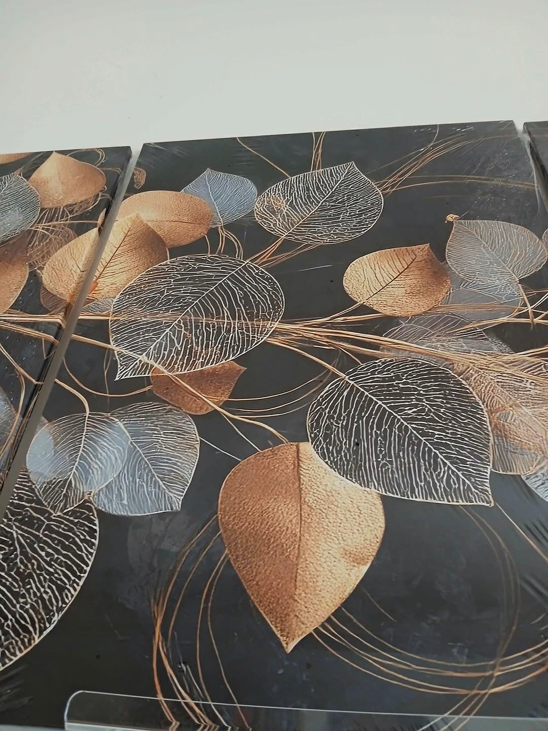Golden Leaf Modern Abstract Canvas Wall Art