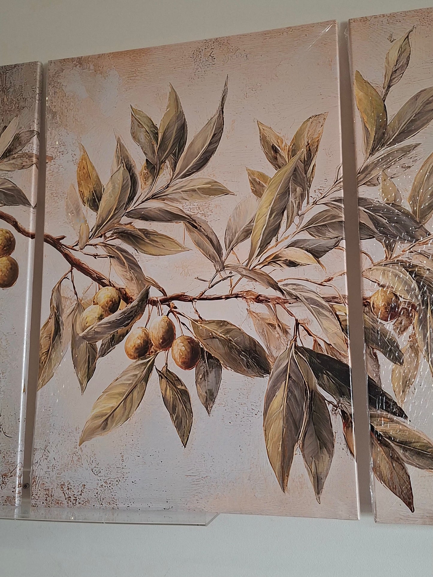 Rustic Olive Branch Canvas Wall Art Set