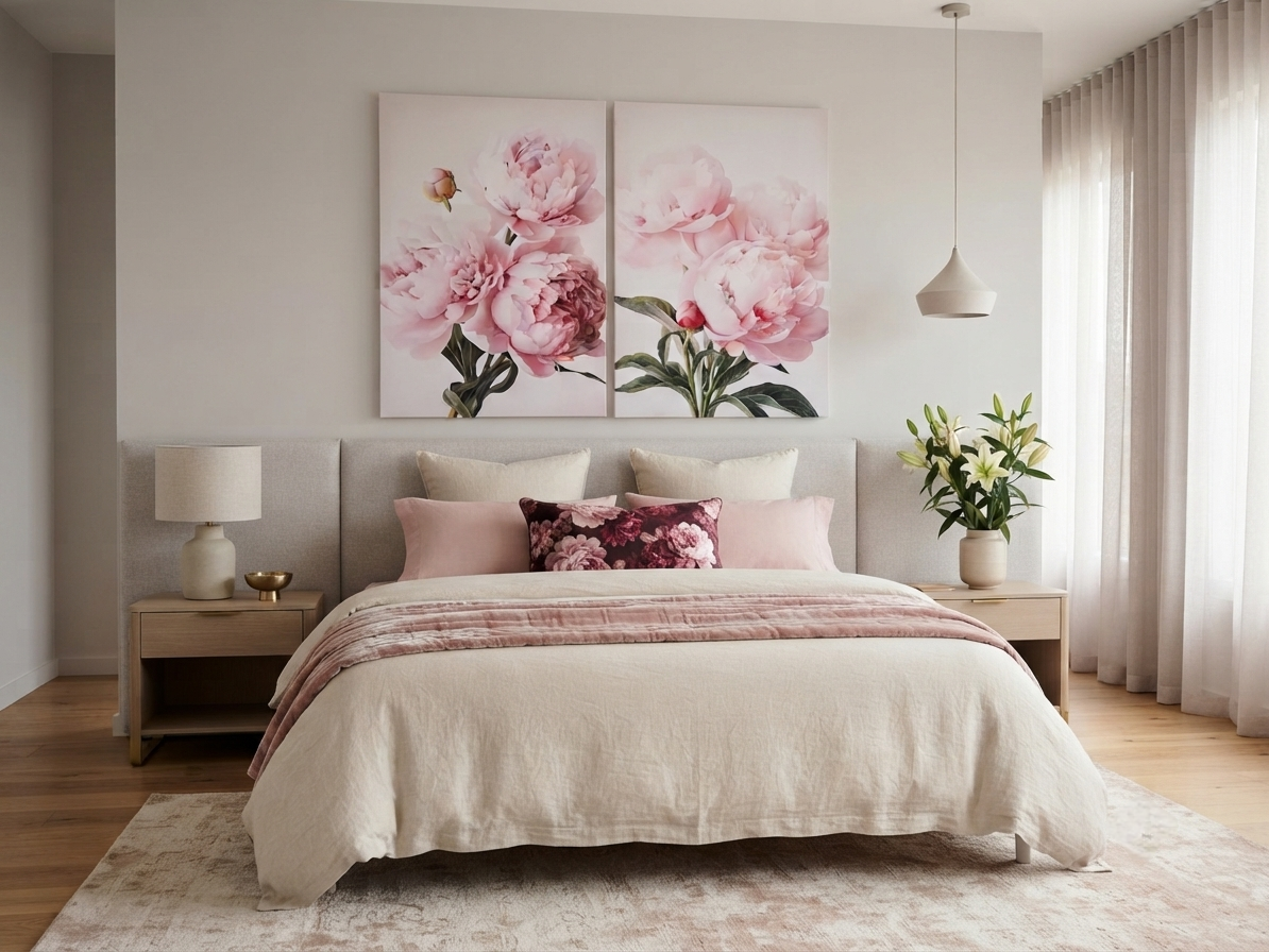 Pink Peonies Canvas Wall Art – Soft Floral Elegance Décor
