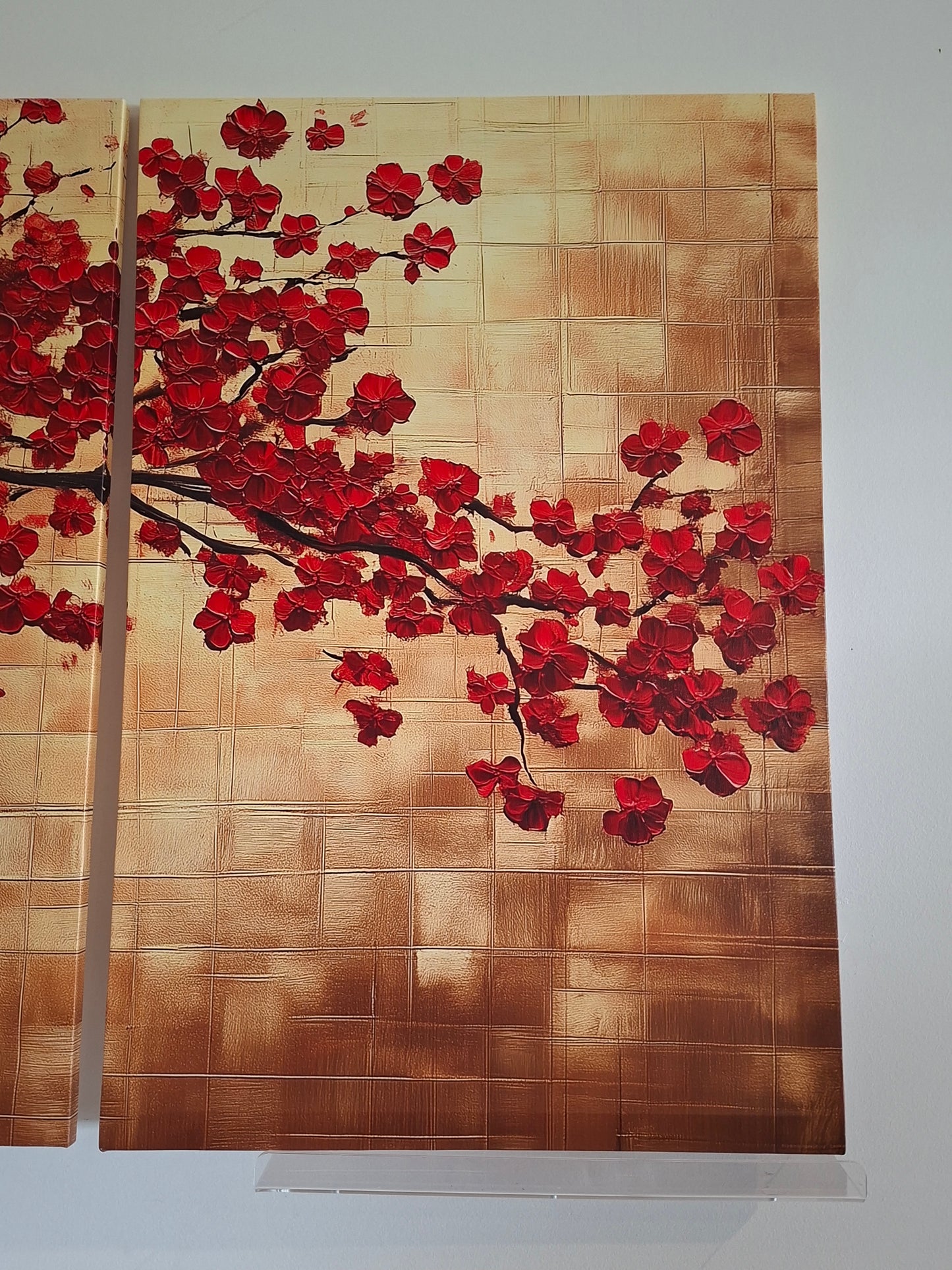 Red Starry Watercolor Tree Canvas Wall Art – Abstract Modern Décor
