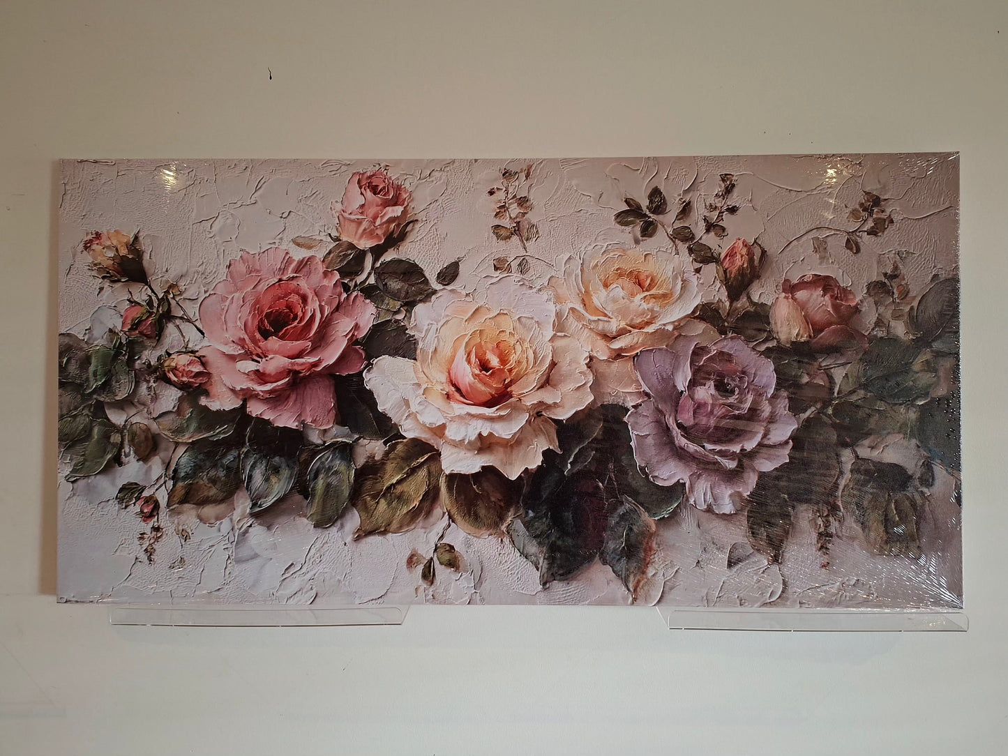 Pink & Purple Roses Canvas Wall Art – Minimalist Floral Elegance 1pc