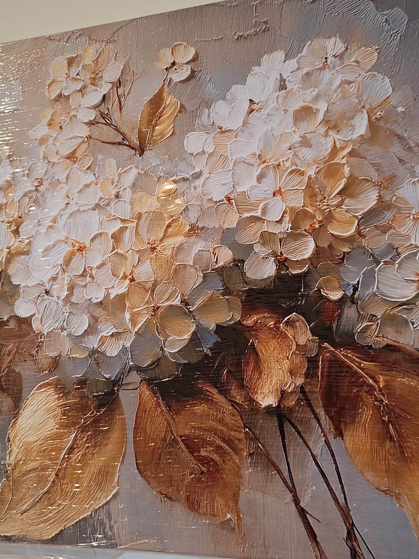 Golden Floral Canvas Wall Art - 1pc