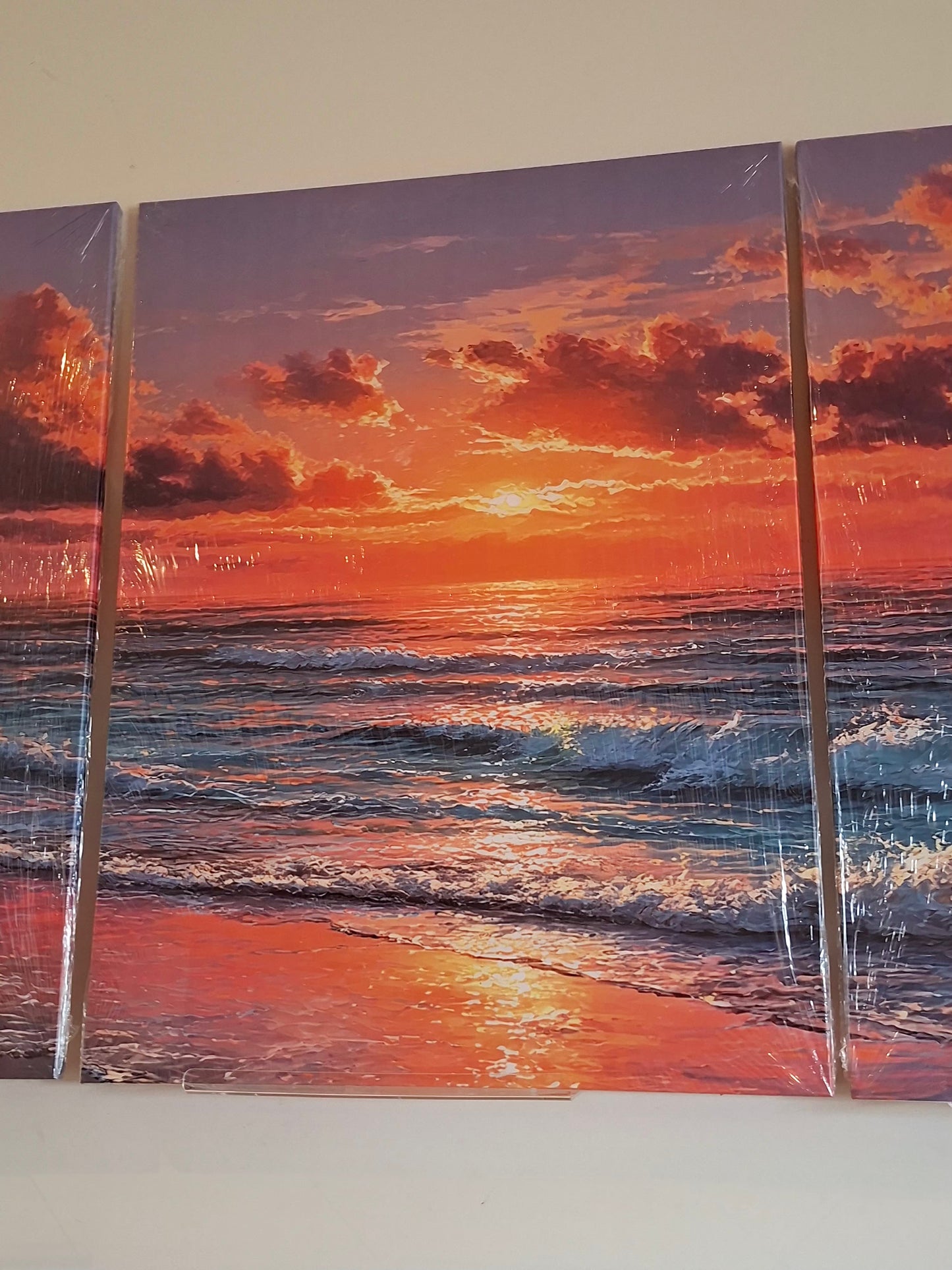 Ocean Sunset Canvas Wall Art – Tropical Beach & Coastal Waves Décor