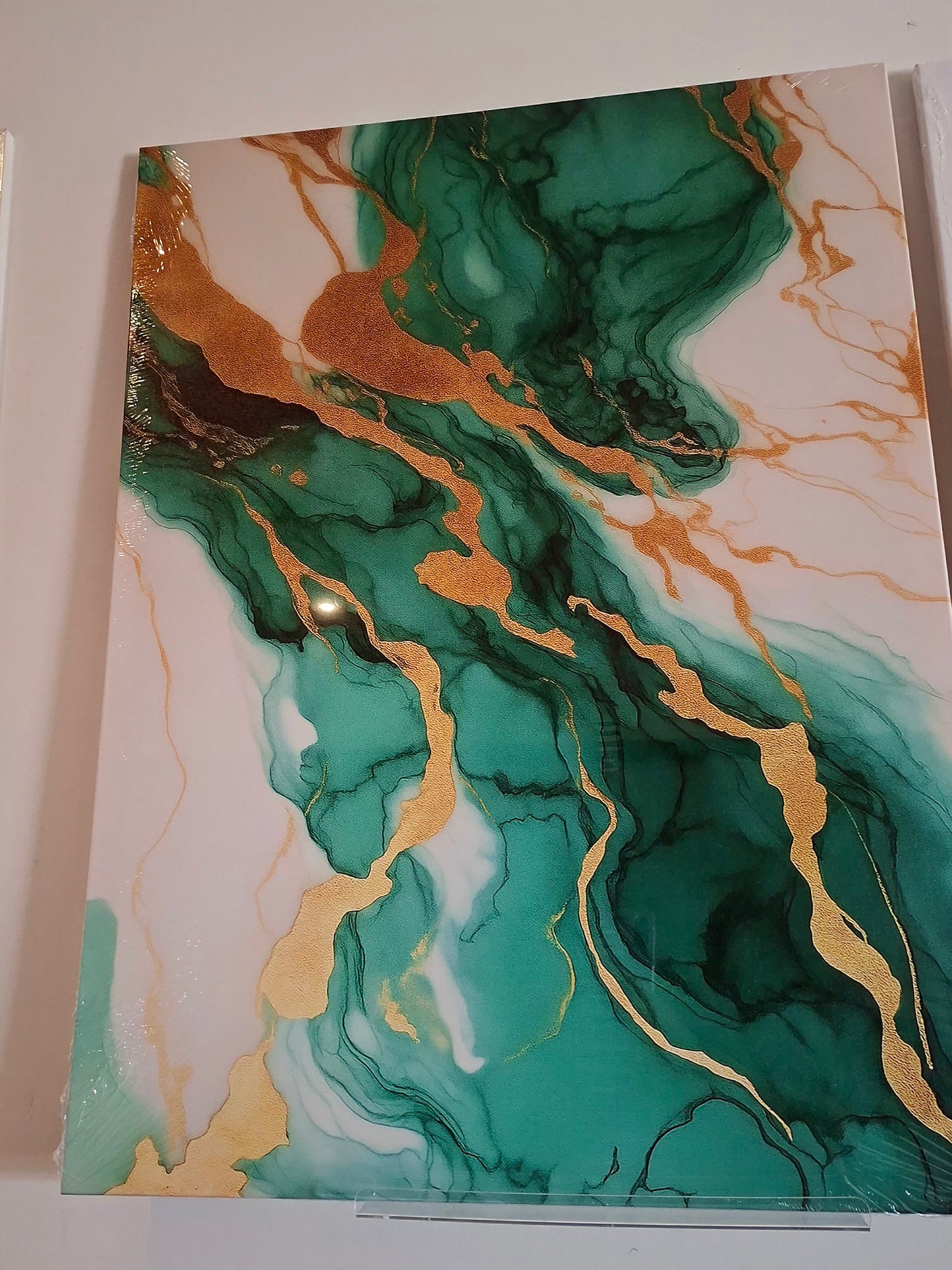 Marble Texture Canvas with Metallic Accents Wall Art Set