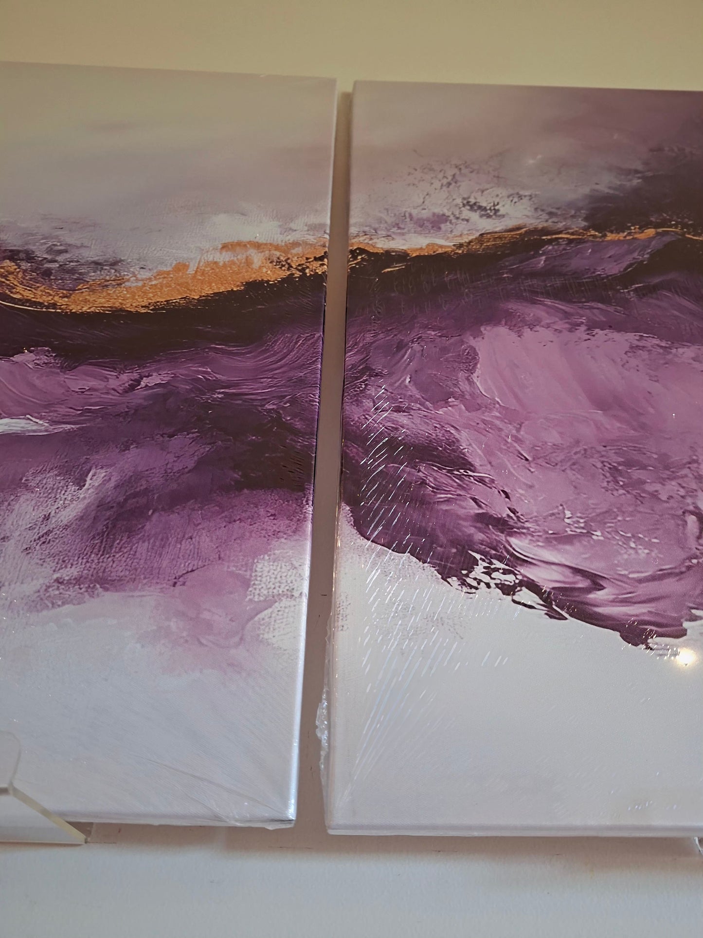 Purple & Gold Abstract Wall Art Set