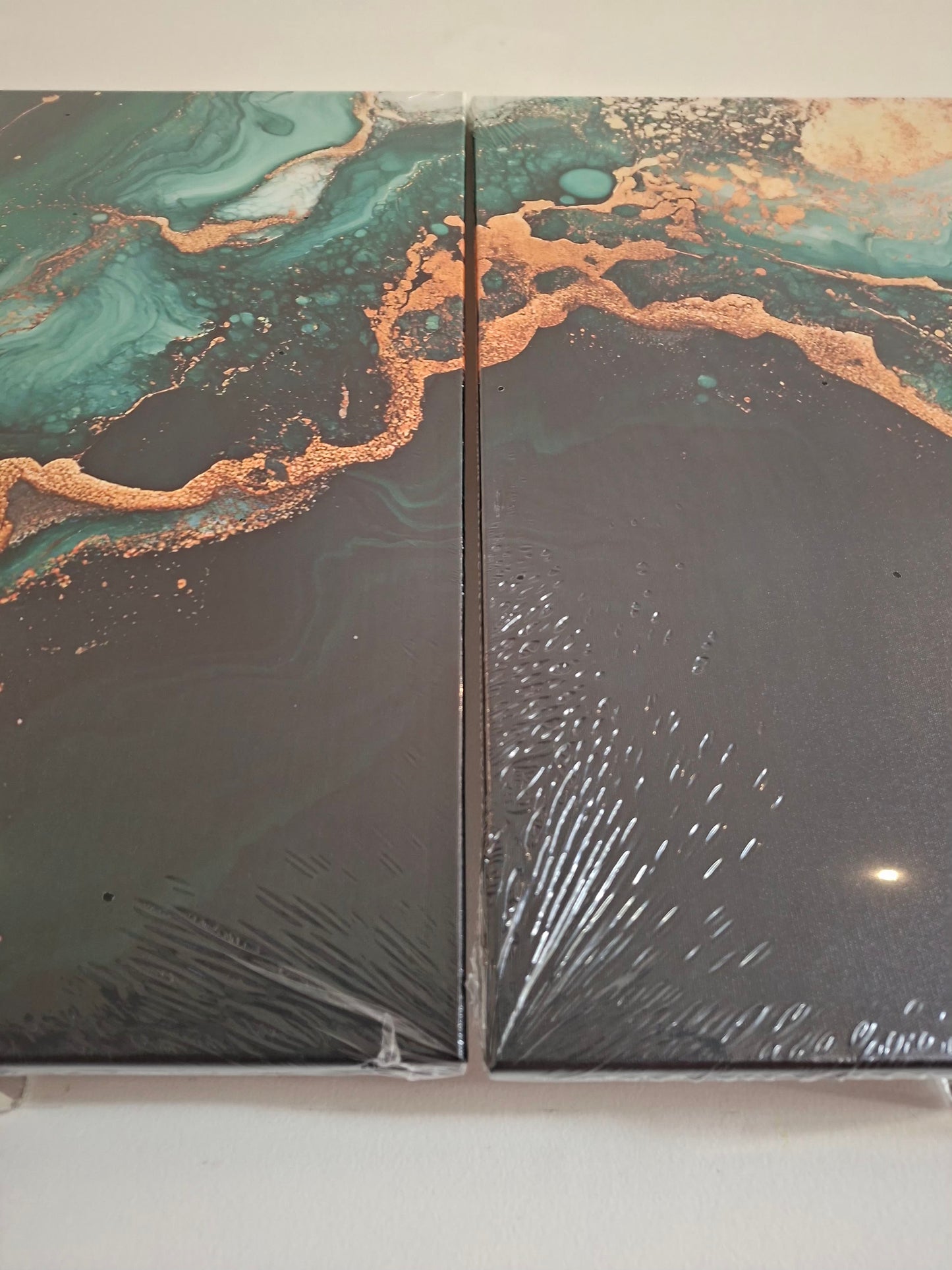 Green Fluid Abstract Canvas Wall Art Set
