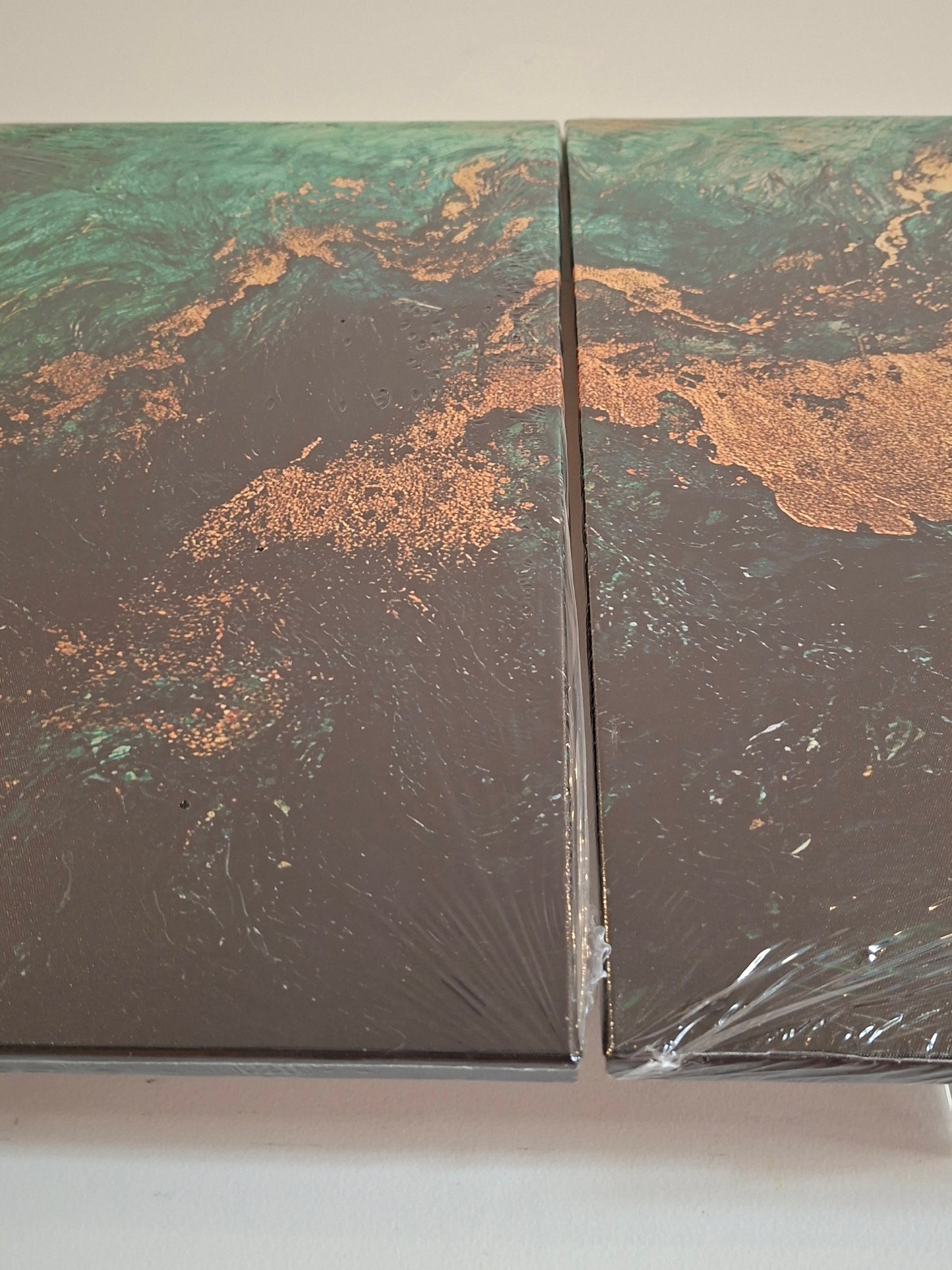 Emerald Green & Gold Fluid Abstract Canvas Wall Art Set