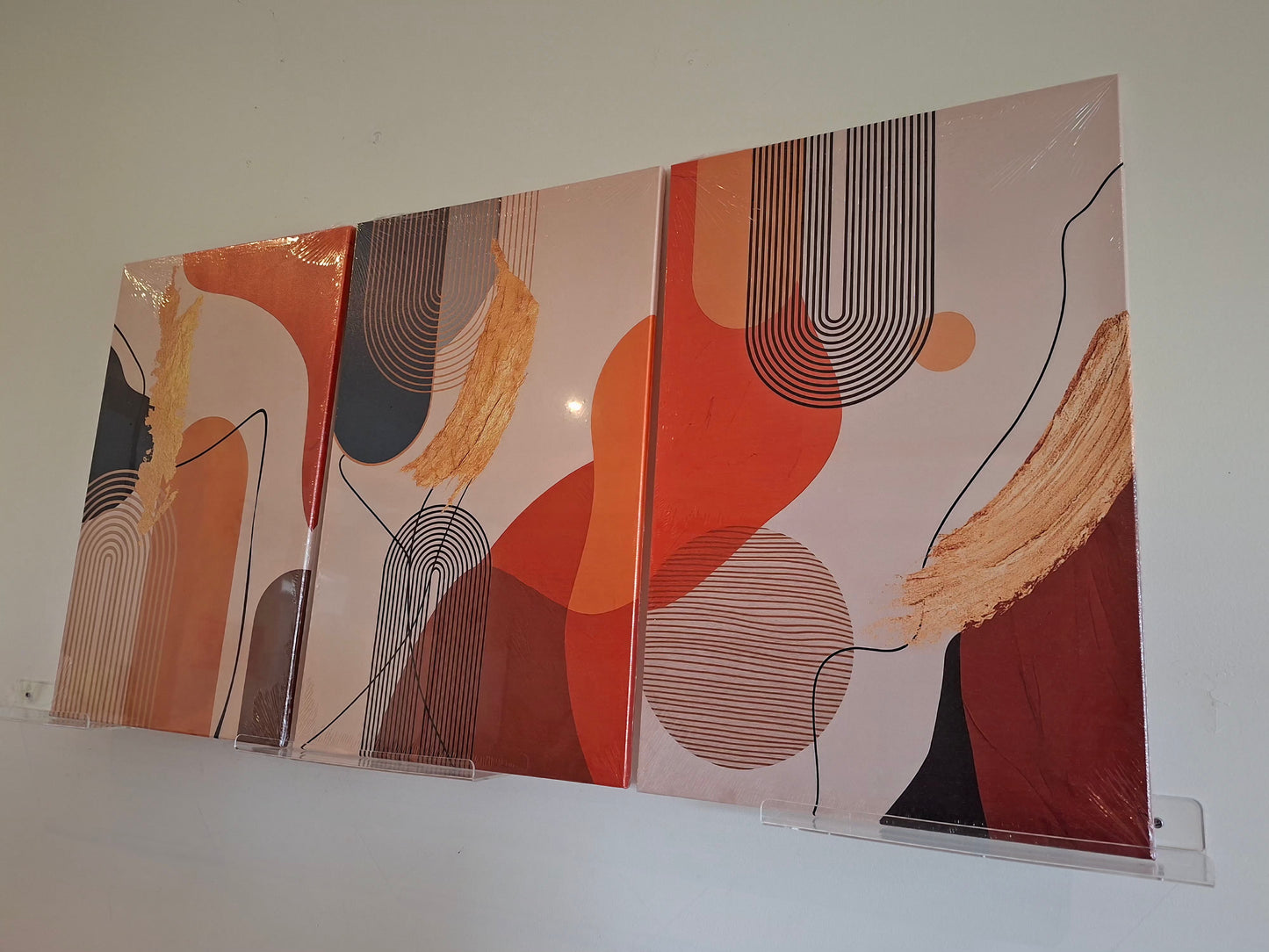 Warm Tone Abstract Framed Canvas Wall Art – Modern Minimalist Décor