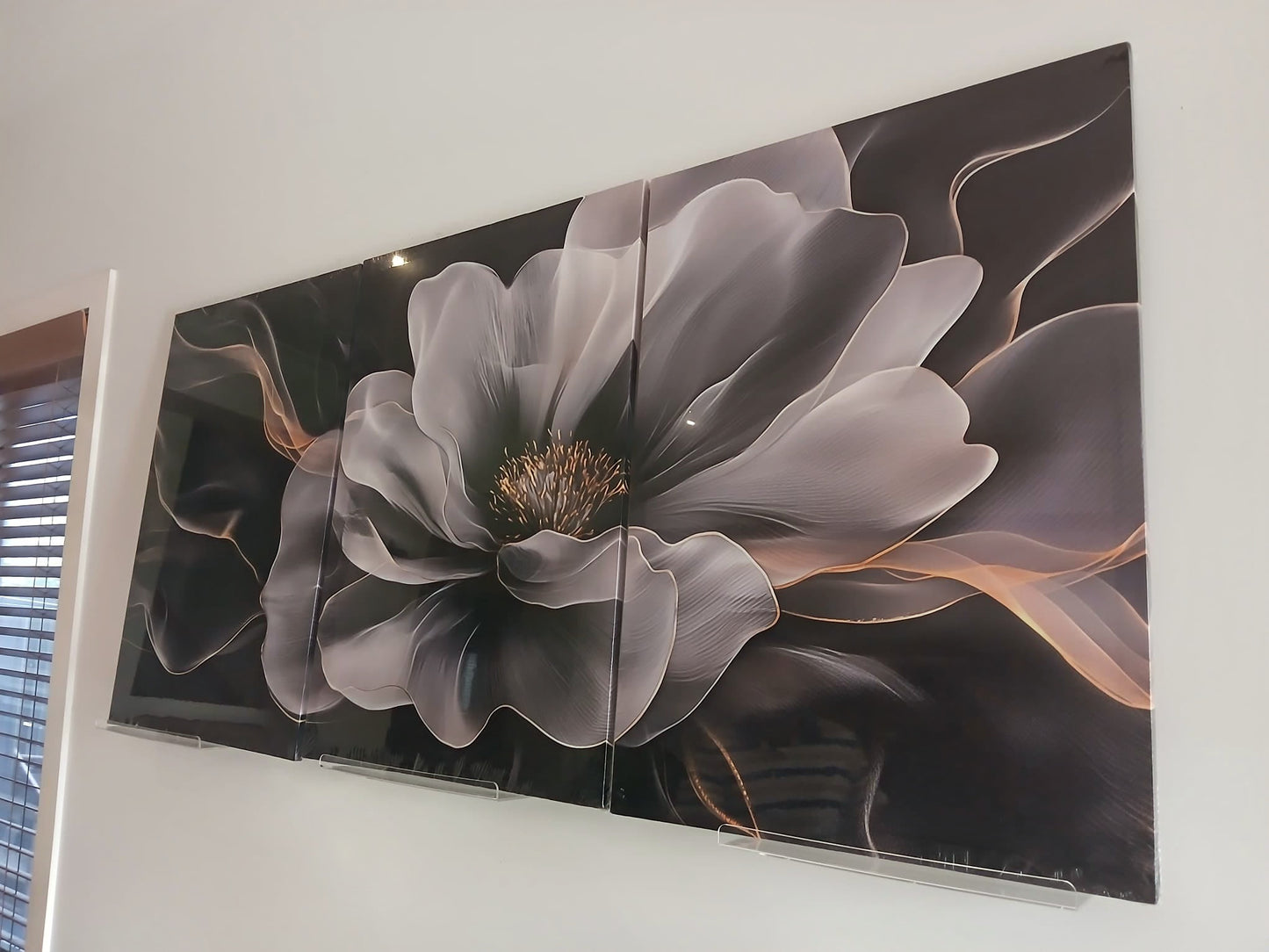 Modern Abstract Gray & White Floral Wall Art Set