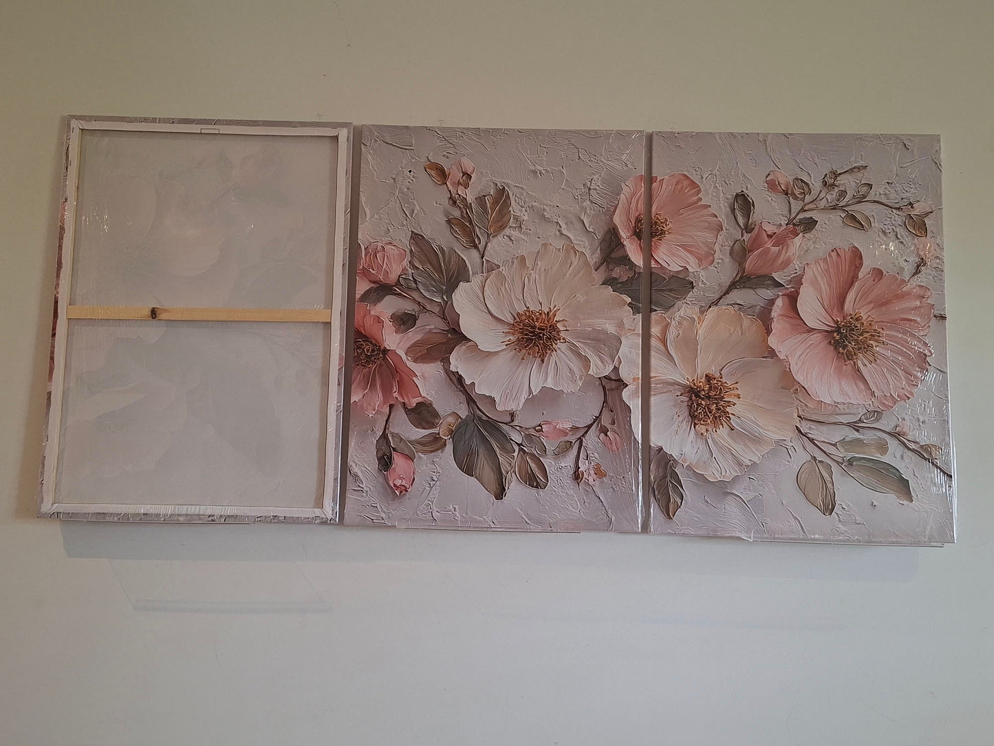 Soft Pink Floral Canvas Wall Art – Romantic Pastel Elegance Décor