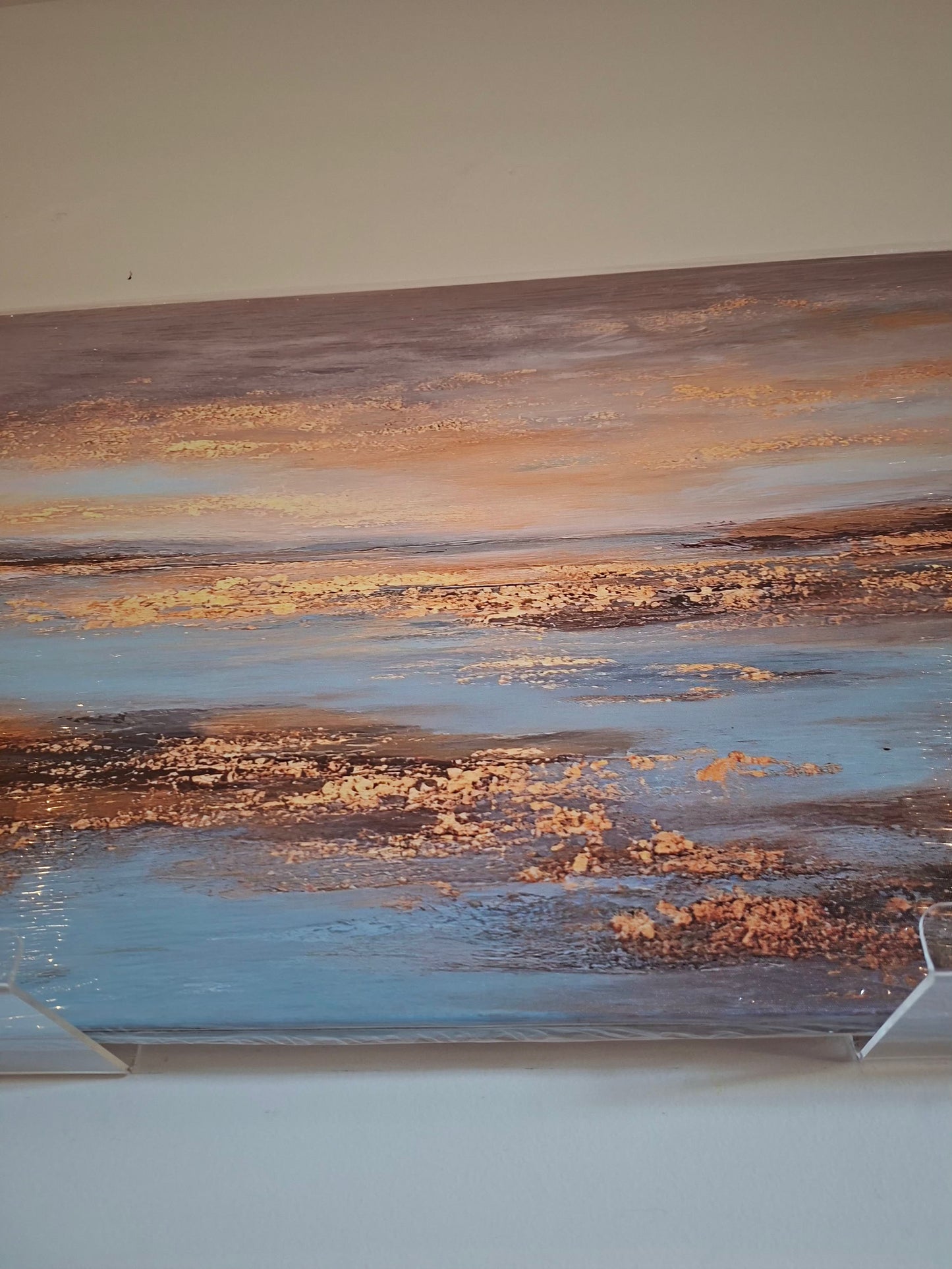 Golden Sky & Misty Lake Canvas Wall Art – Abstract Landscape Décor