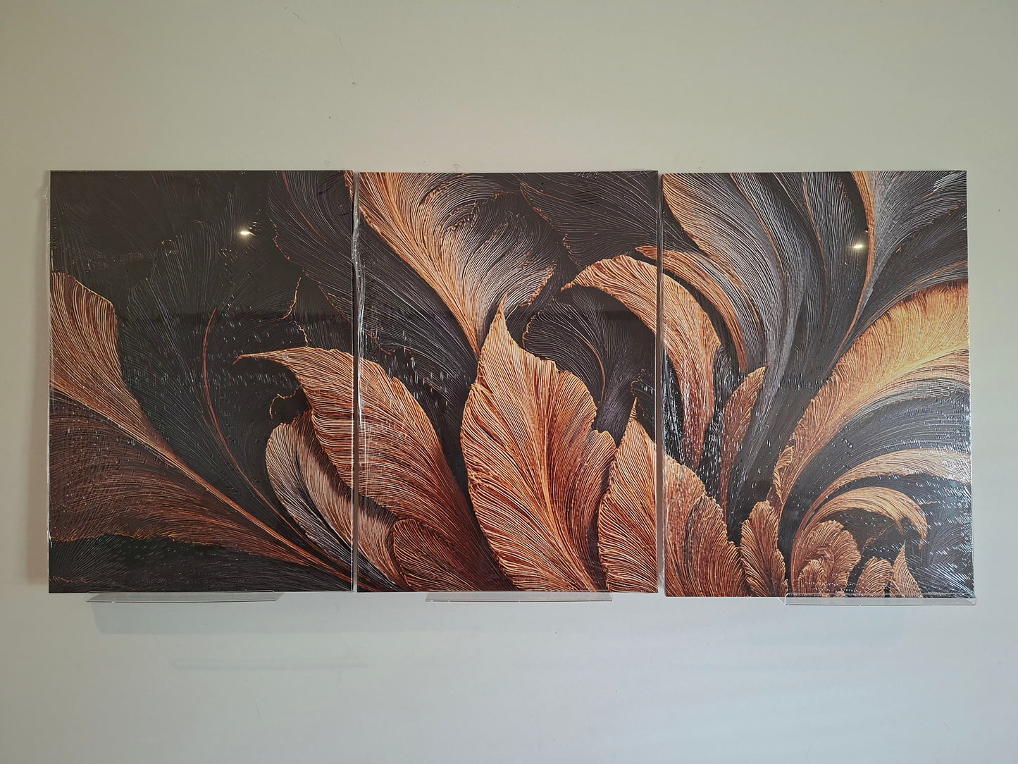 Gilded Feather Canvas Print – Dark Gold Metallic Modern Vintage Wall Art