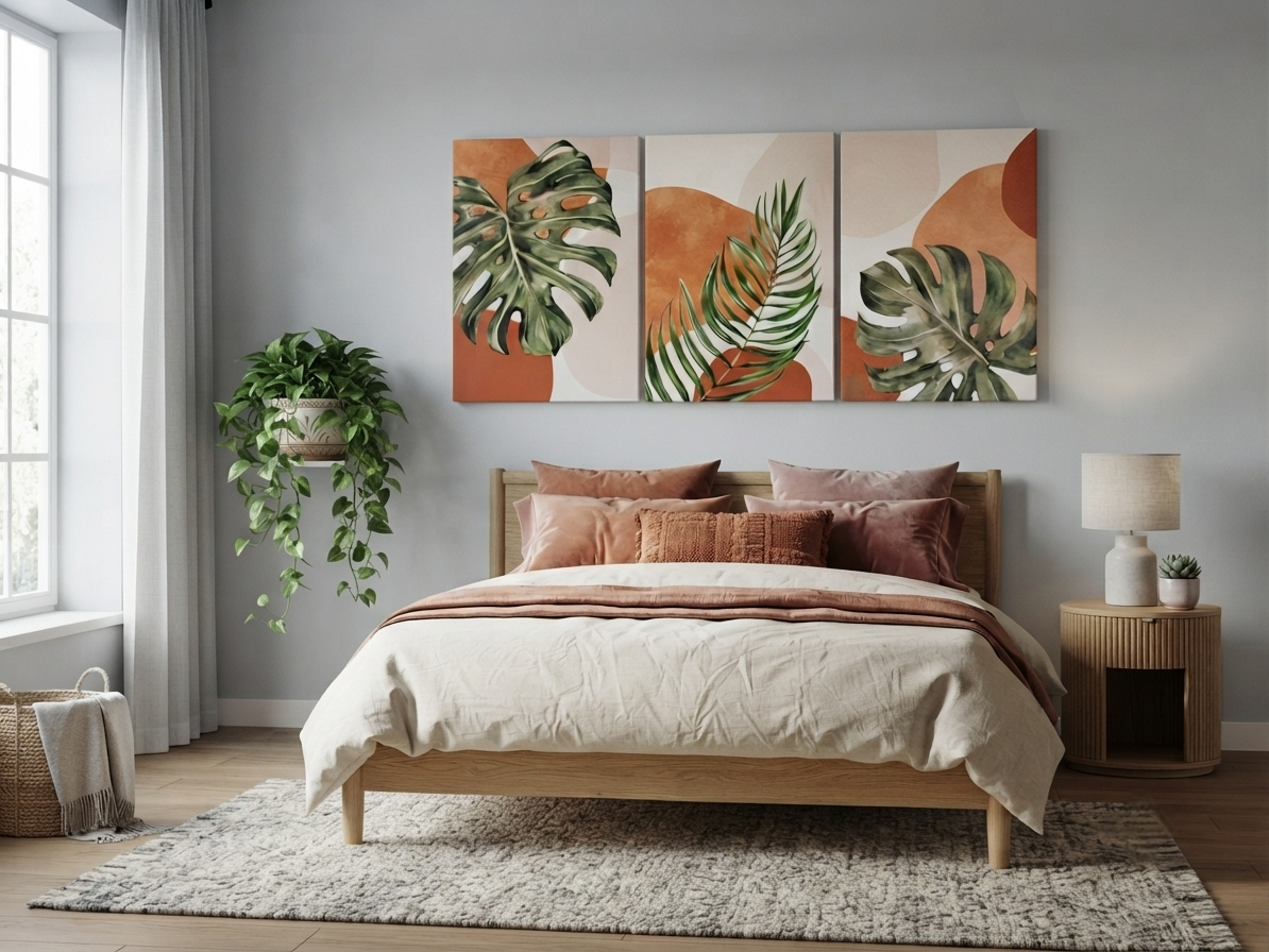 Modern Abstract Leaf Canvas Print Wall Art Set