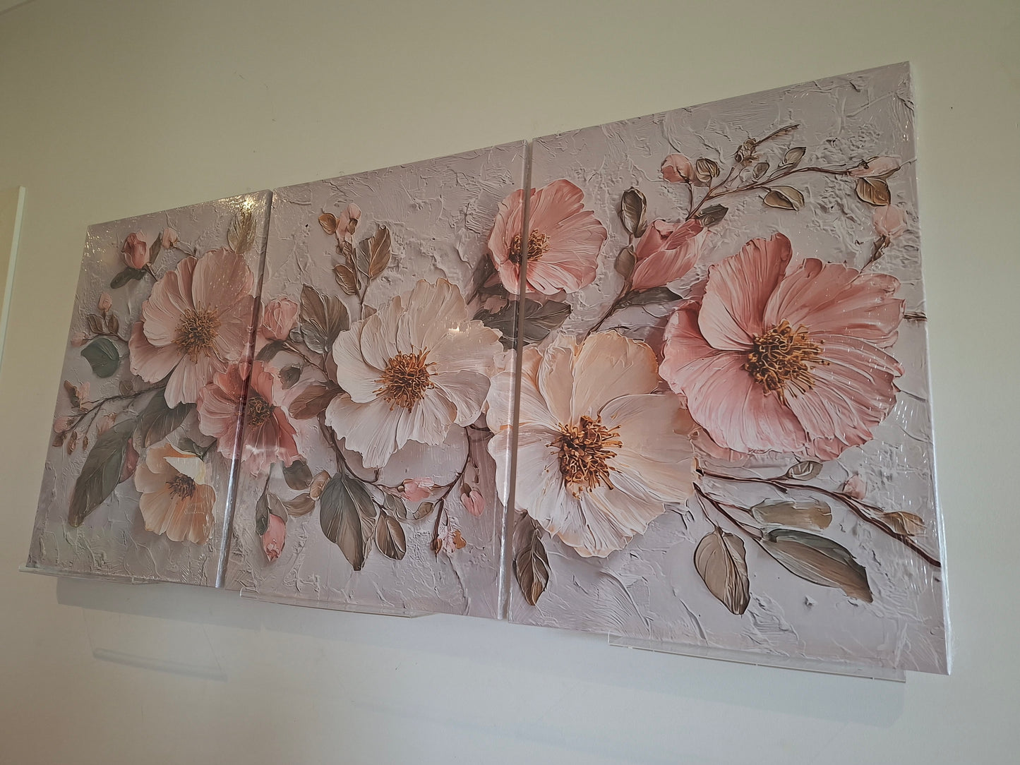 Soft Pink Floral Canvas Wall Art – Romantic Pastel Elegance Décor