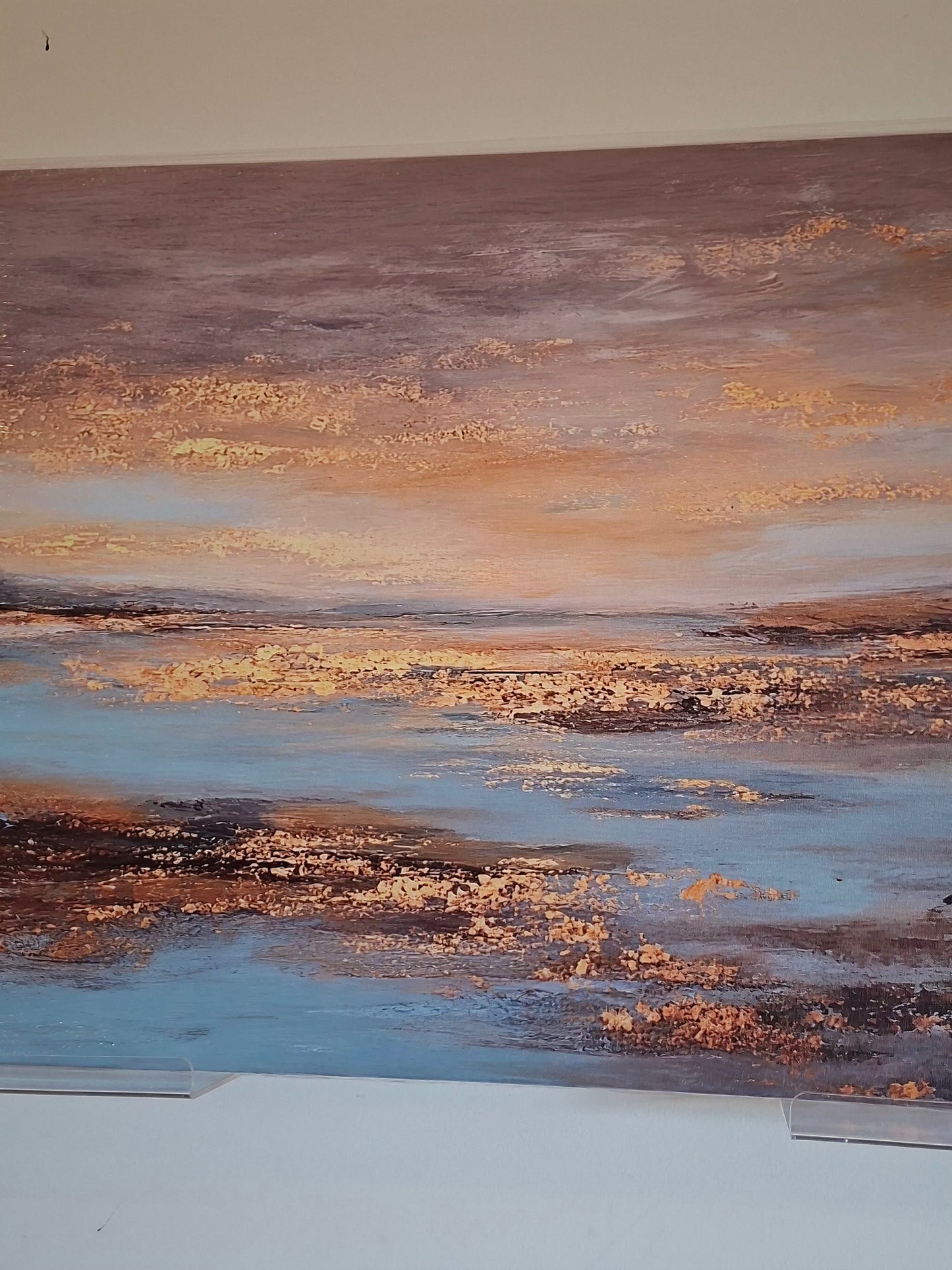 Golden Sky & Misty Lake Canvas Wall Art – Abstract Landscape Décor