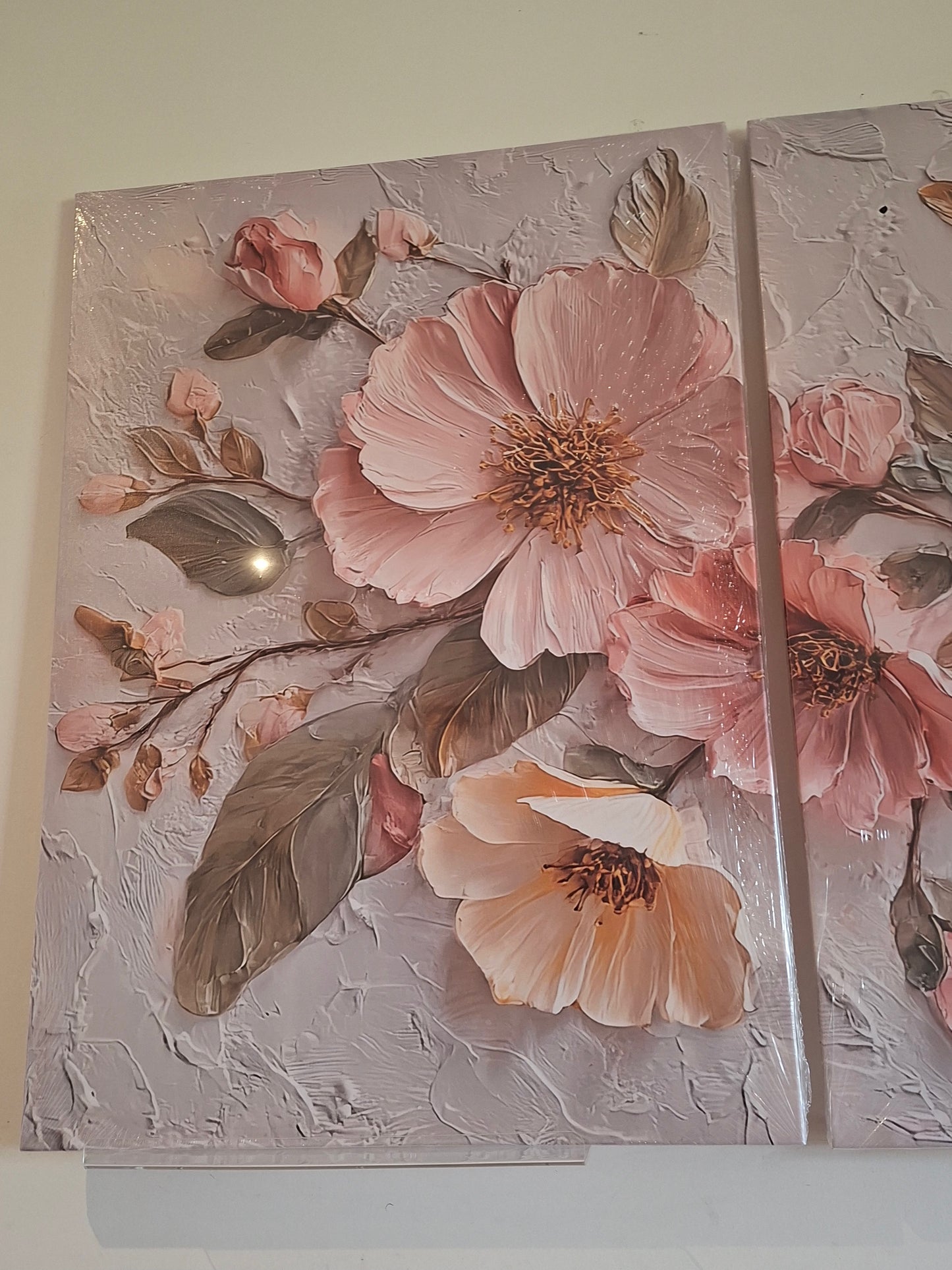 Soft Pink Floral Canvas Wall Art – Romantic Pastel Elegance Décor