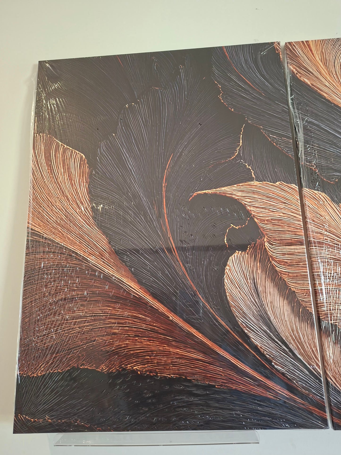 Gilded Feather Canvas Print – Dark Gold Metallic Modern Vintage Wall Art