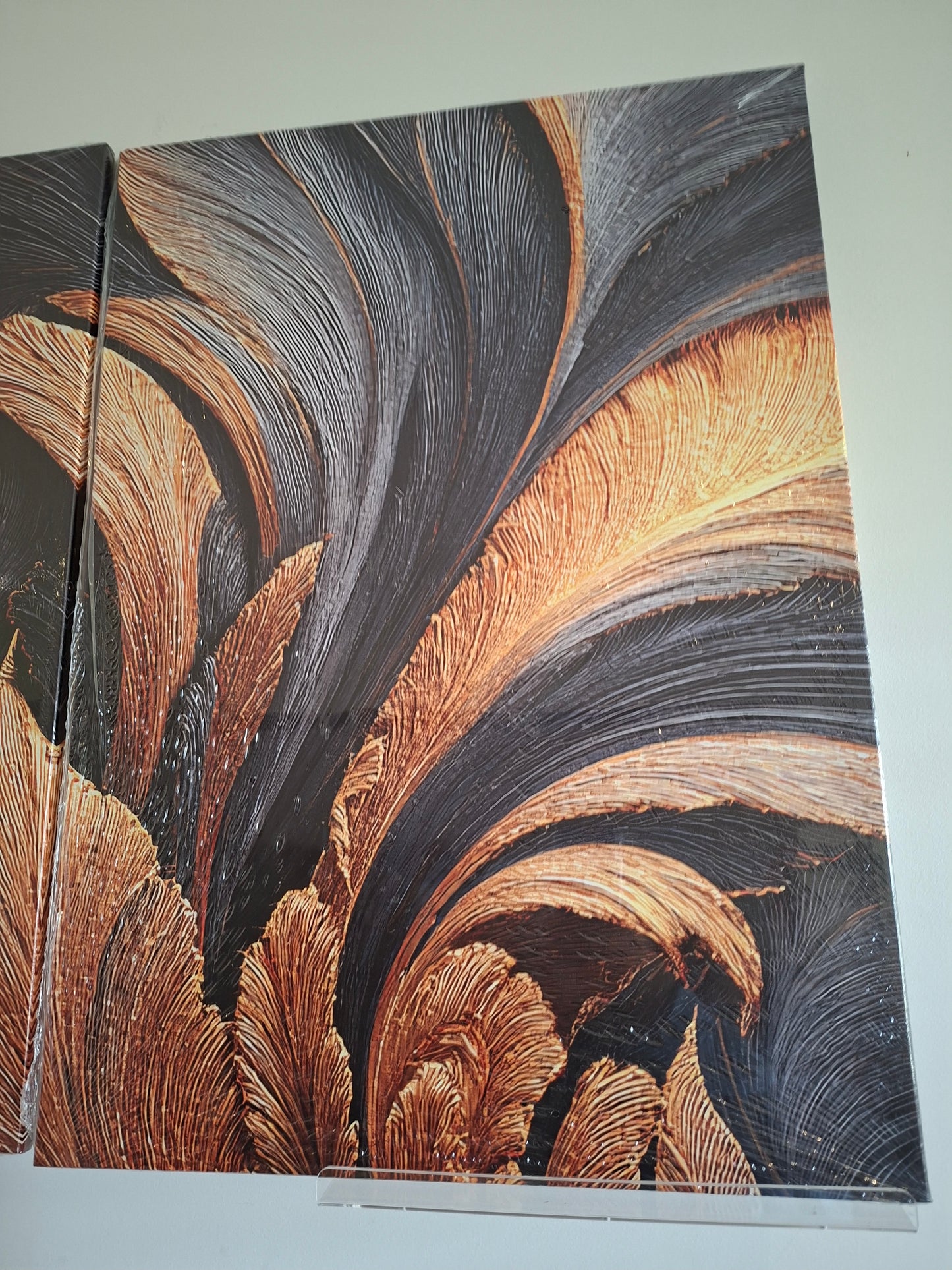 Gilded Feather Canvas Print – Dark Gold Metallic Modern Vintage Wall Art