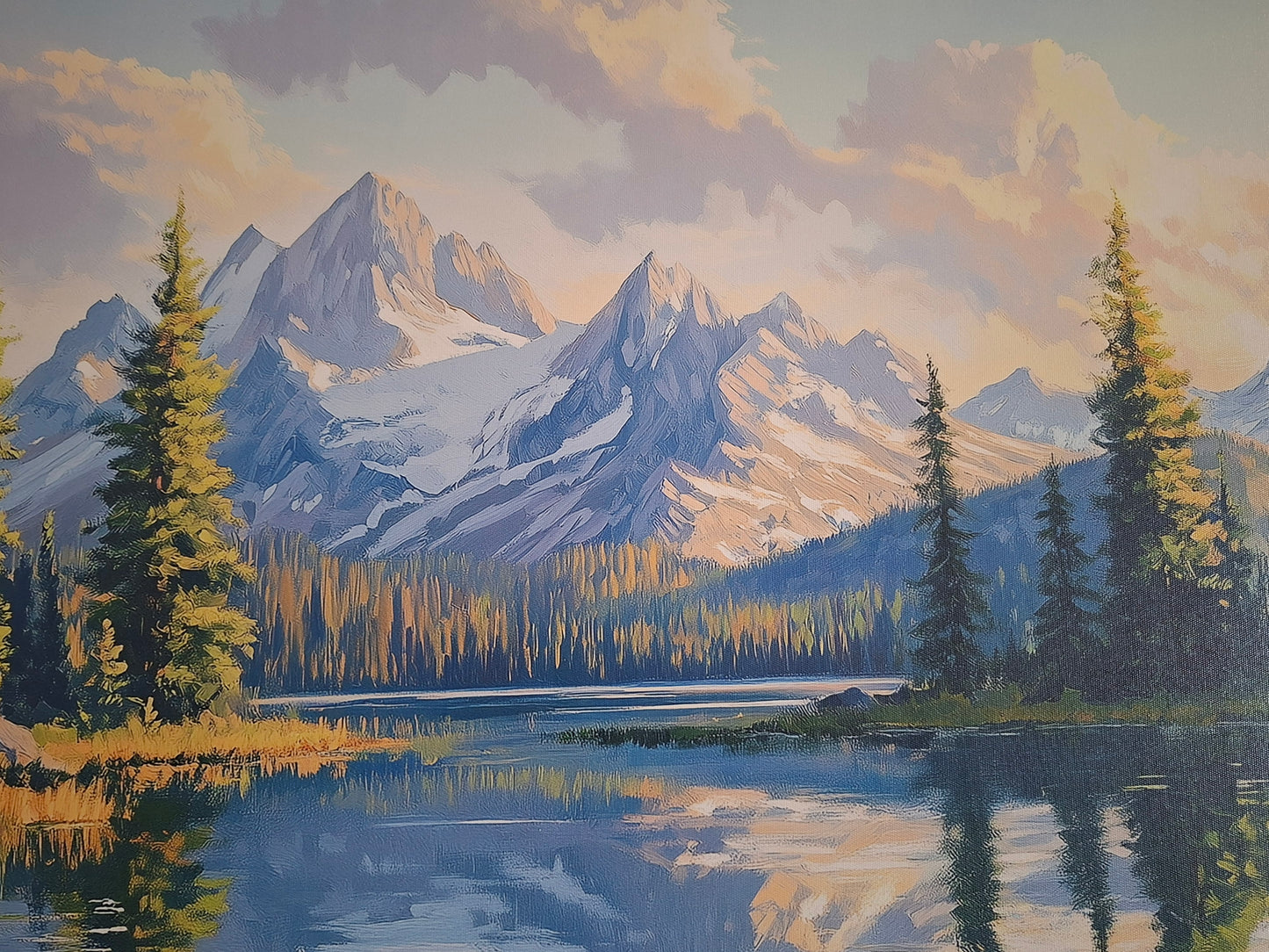 Serene Lake & Mountain Landscape Canvas Wall Art – Nature Scenery