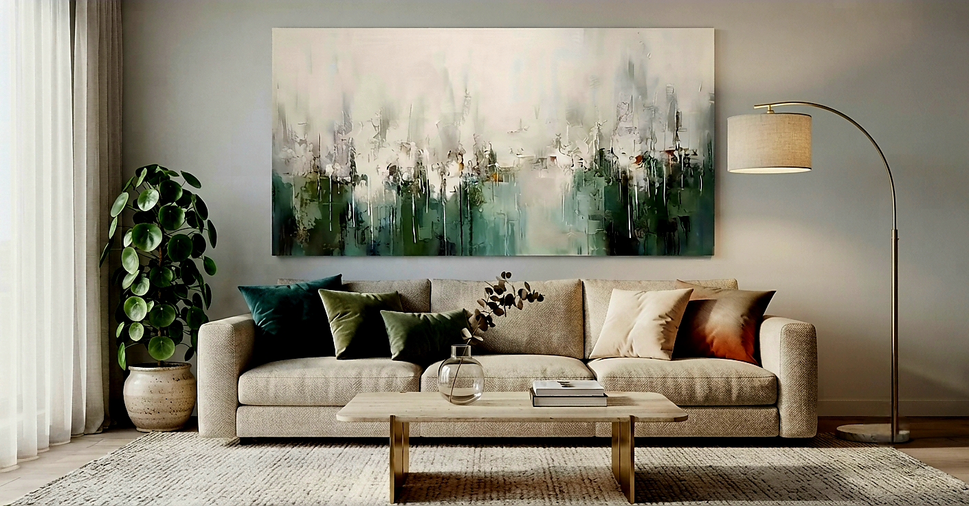 Hand-Painted Luxury Abstract Oil Painting – Nordic Bohemian Textured Statement Wall Art
