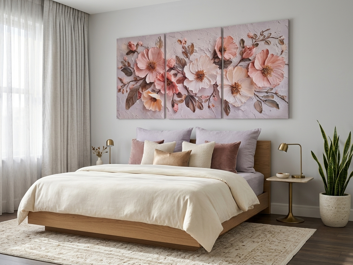 Soft Pink Floral Canvas Wall Art – Romantic Pastel Elegance Décor