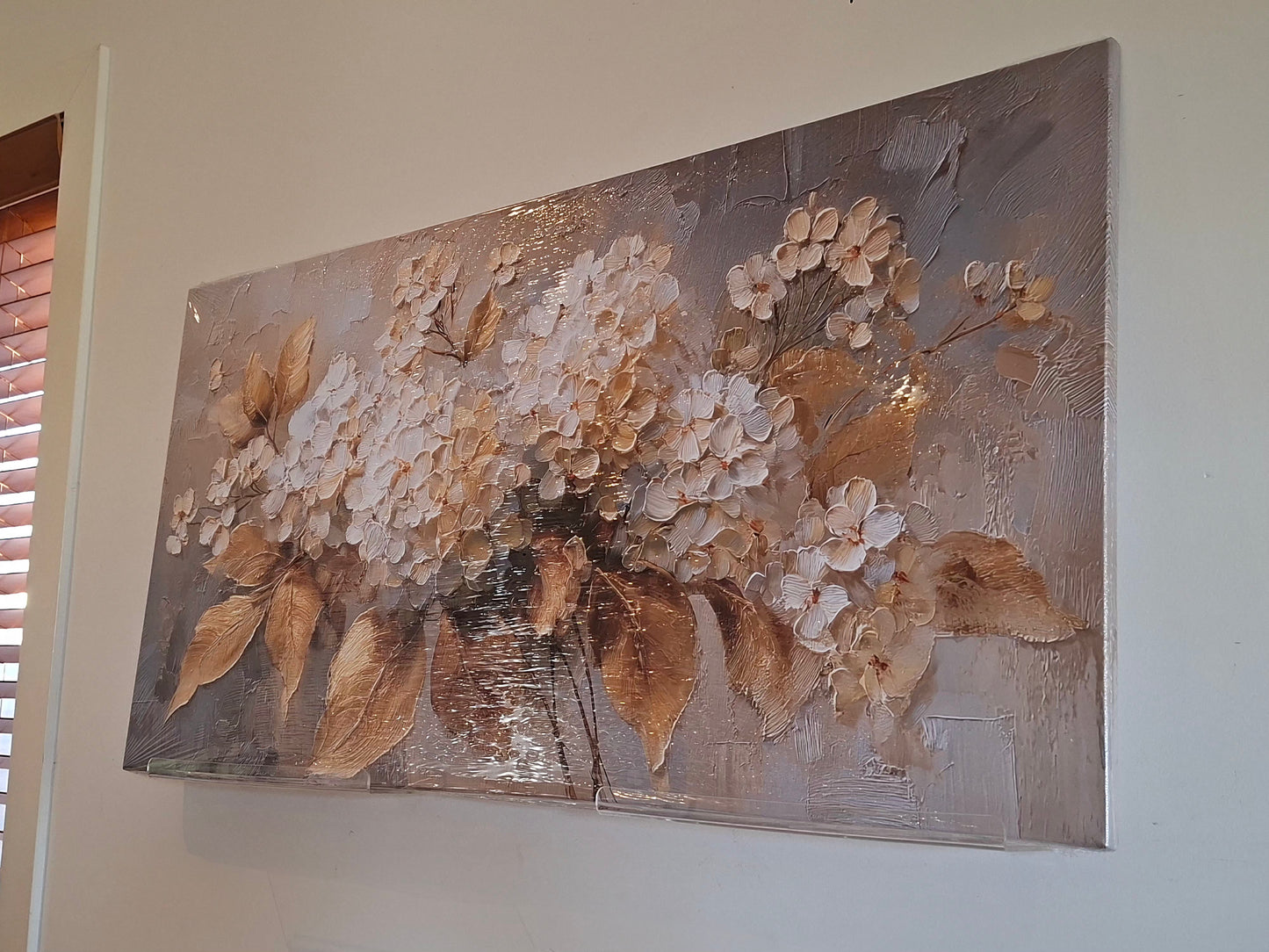 Golden Floral Canvas Wall Art - 1pc