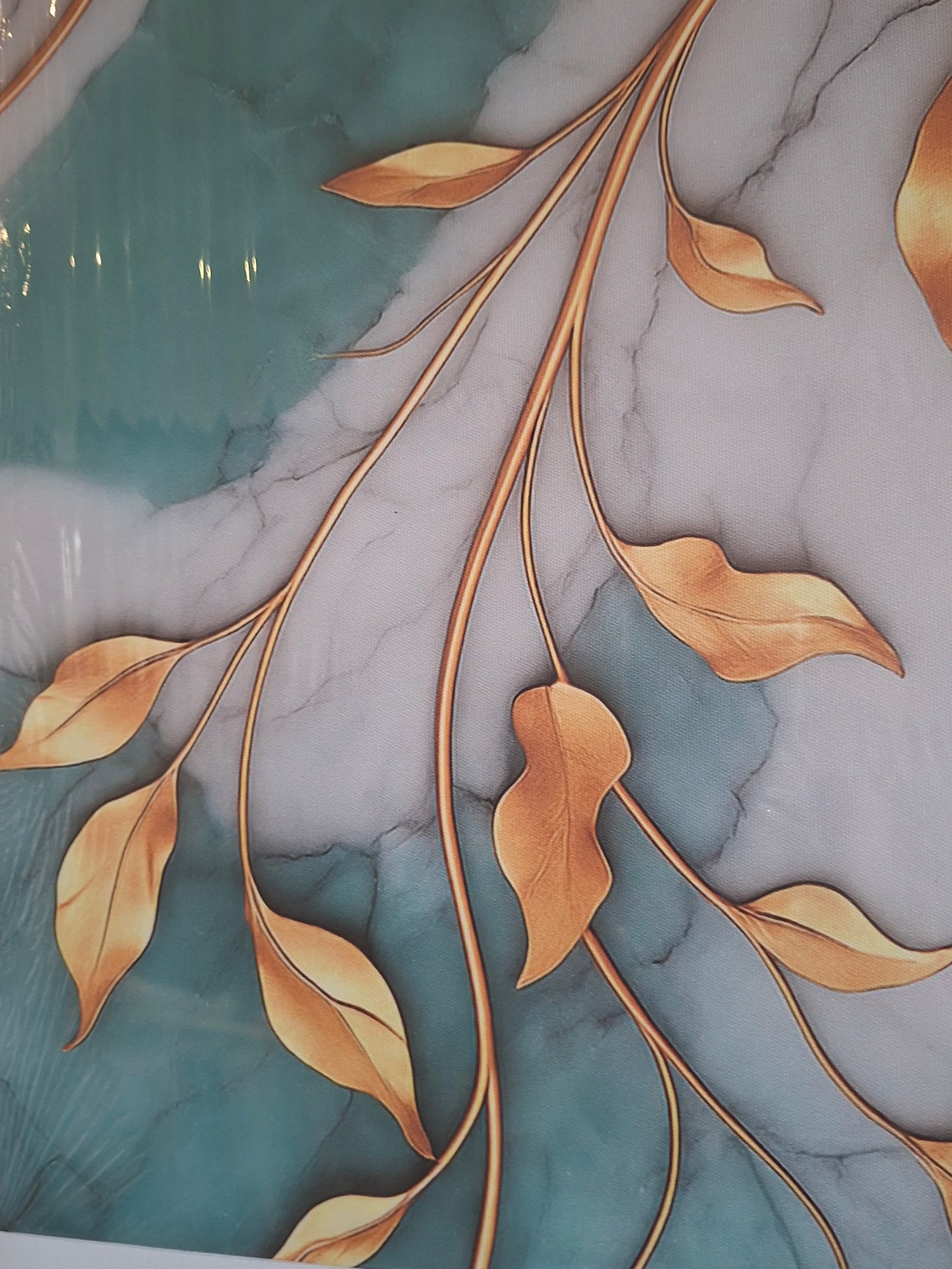 Green Marble & Gold Abstract Wall Art – Modern Minimalist Canvas Décor