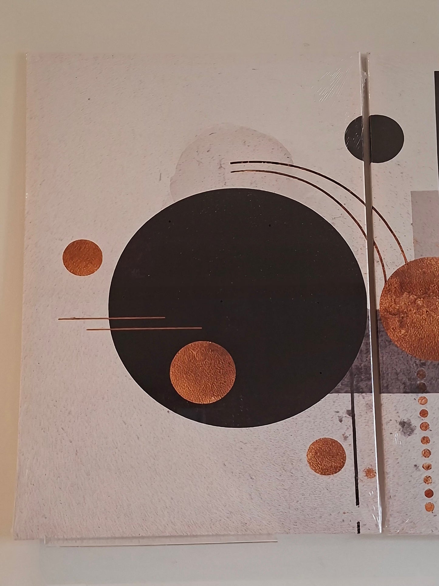 Abstract Geometric Canvas Wall Art – Gold Accent Modern Elegance
