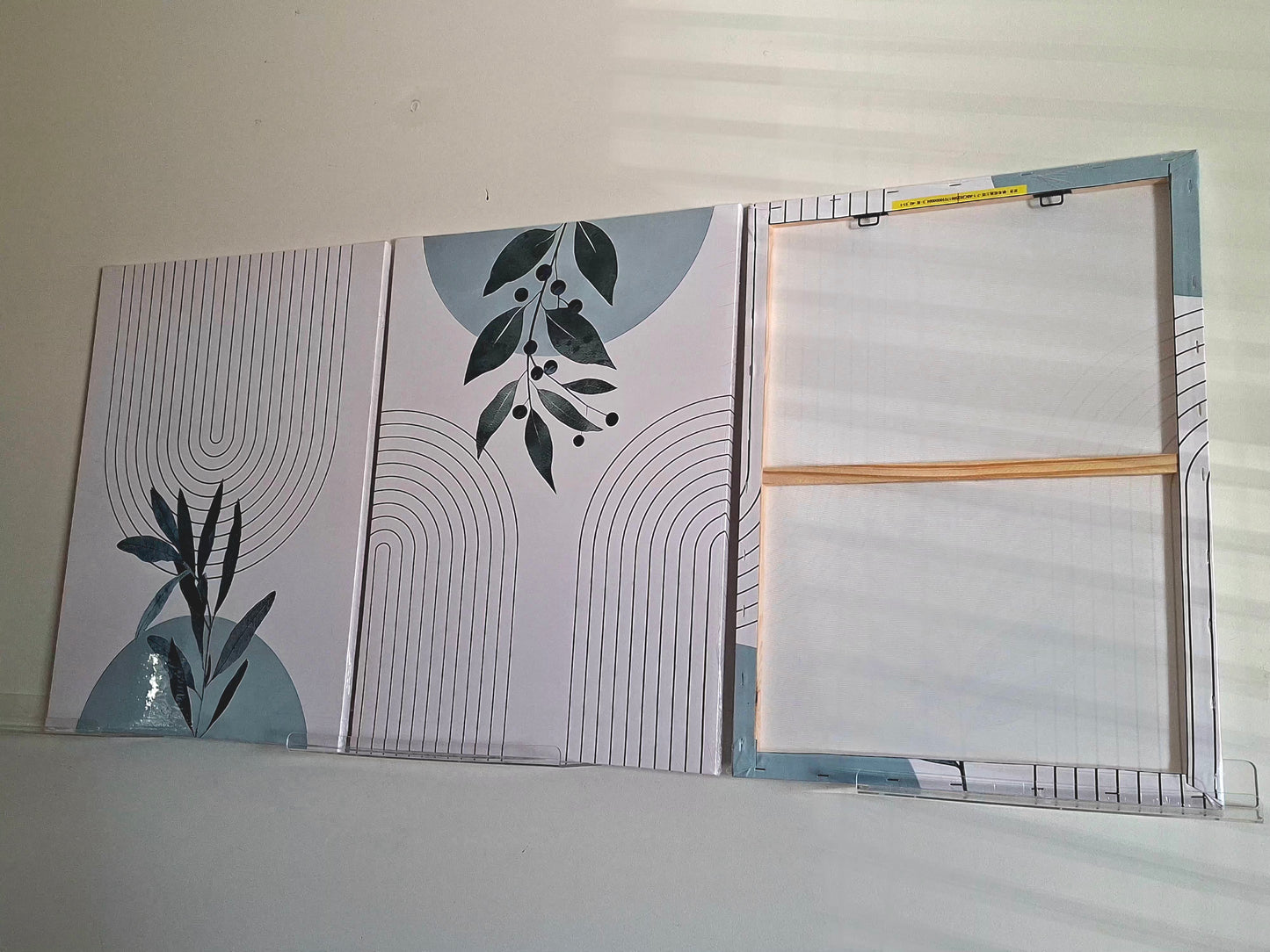Botanical Geometric Wall Art – Green Leaf Abstract Canvas Set