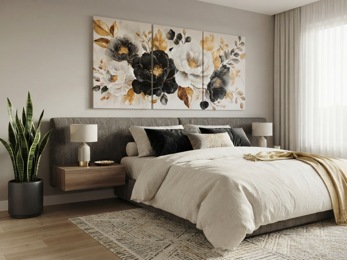 Elegant Floral Canvas Print Wall Art - 3pcs Set