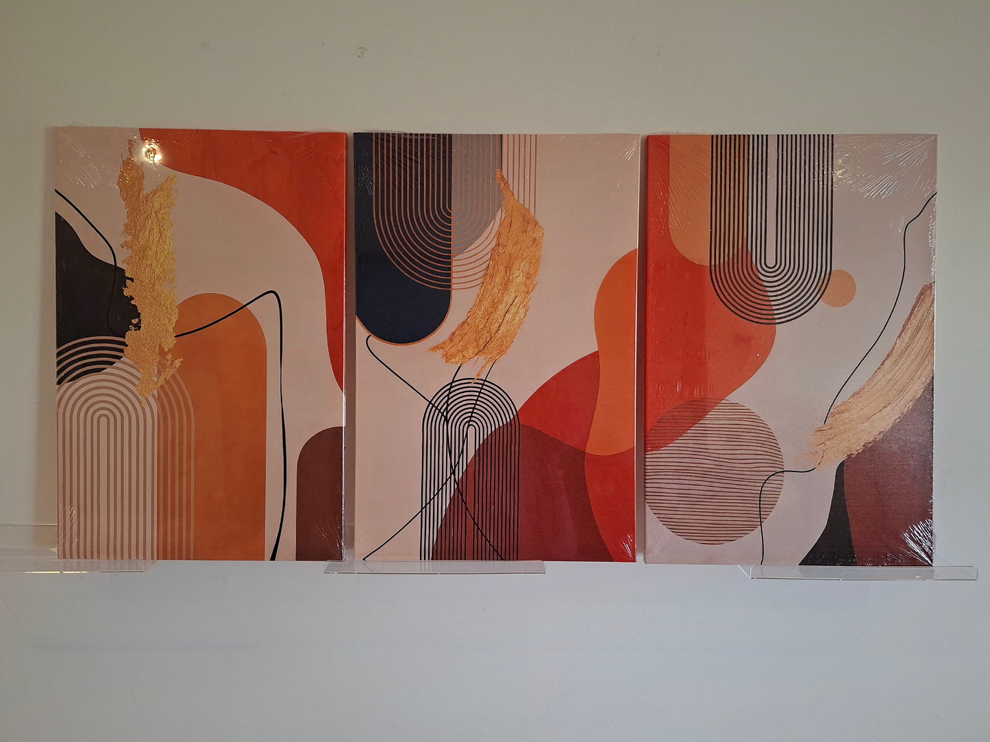 Warm Tone Abstract Framed Canvas Wall Art – Modern Minimalist Décor