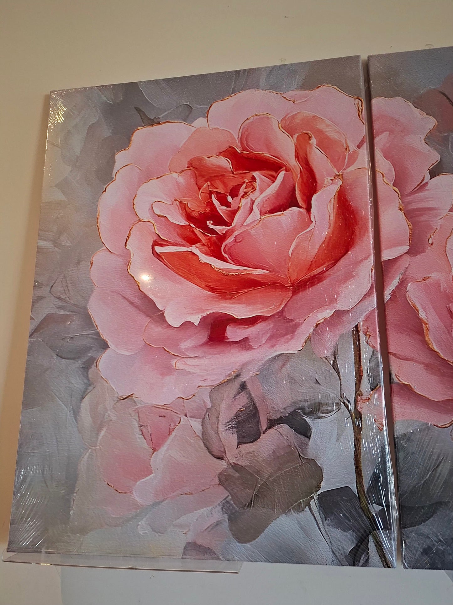 Pink Roses Canvas Wall Art Set
