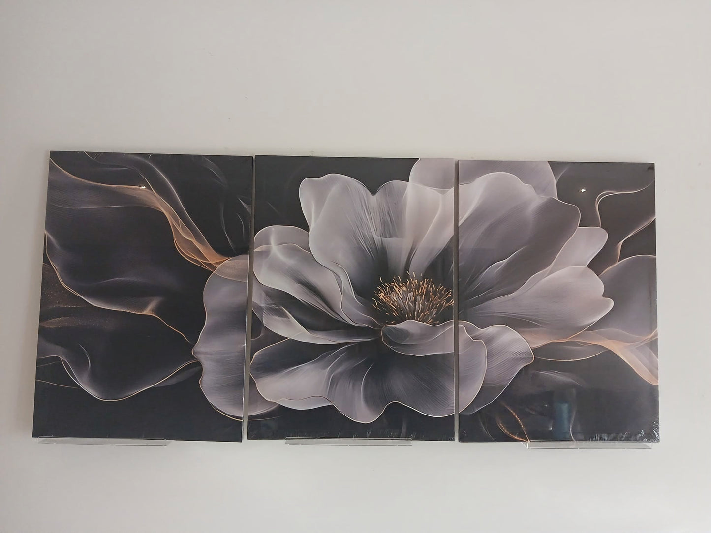 Modern Abstract Gray & White Floral Wall Art Set