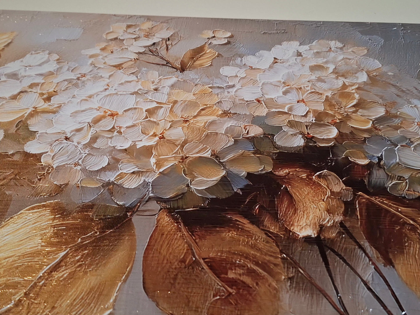 Golden Floral Canvas Wall Art - 1pc